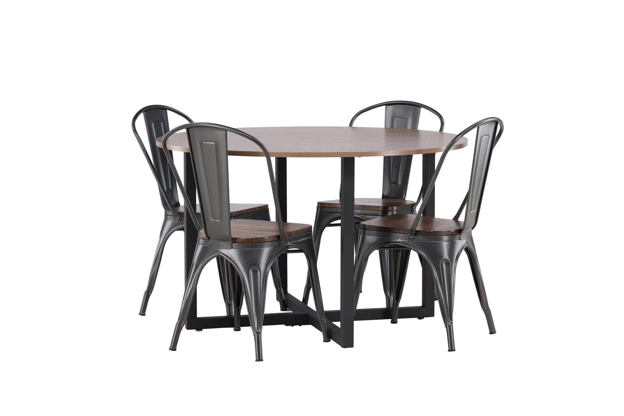 Venture Home Durango spisebord - Black / Walnut MDF +Tempe Spisebordsstol - Dark grey / Dark Brown MDF _4