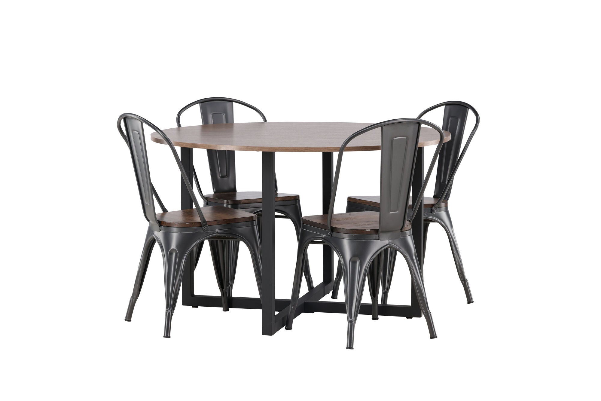 Venture Home Durango spisebord - Black / Walnut MDF +Tempe Spisebordsstol - Dark grey / Dark Brown MDF _4