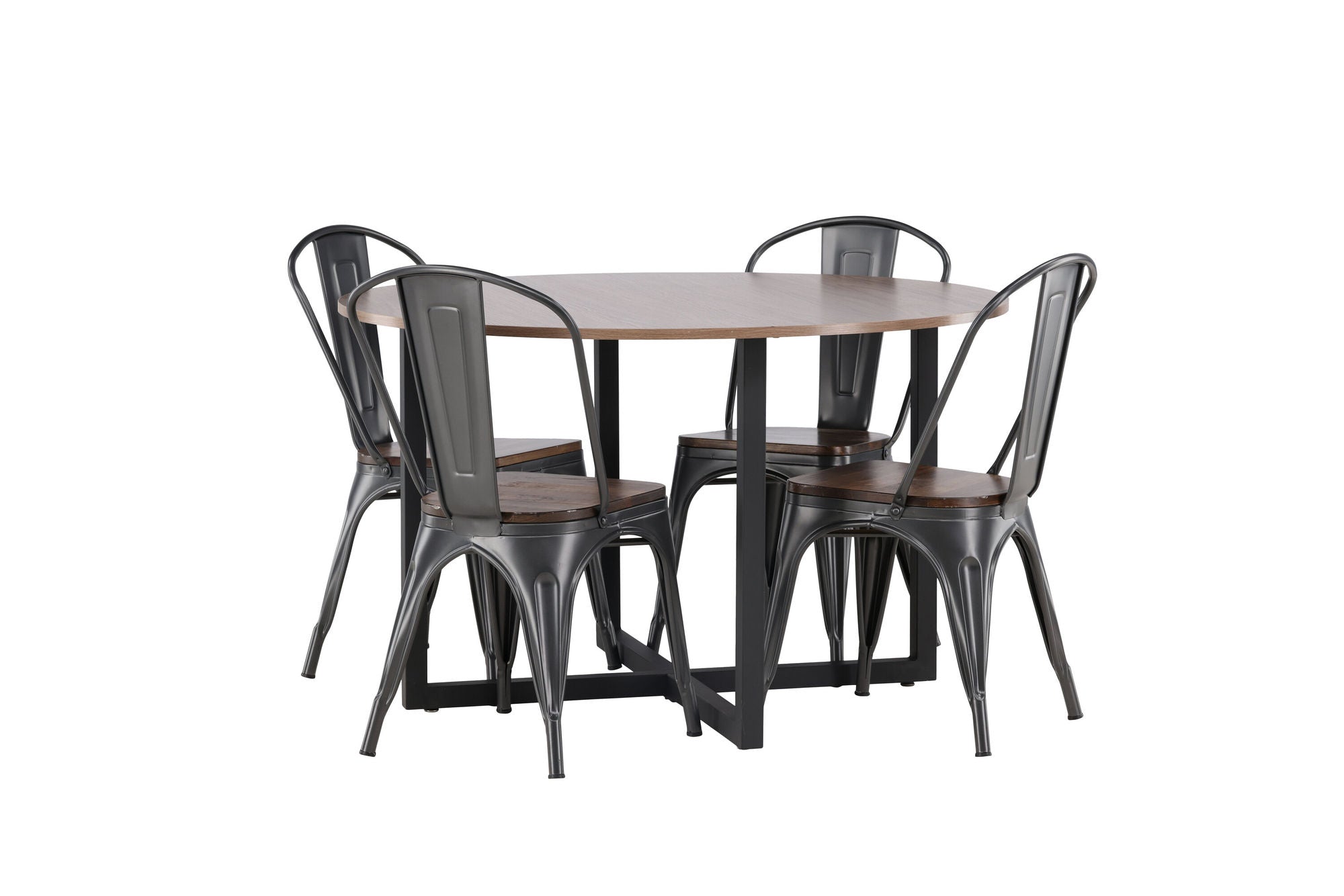 Venture Home Durango spisebord - Black / Walnut MDF +Tempe Spisebordsstol - Dark grey / Dark Brown MDF _4