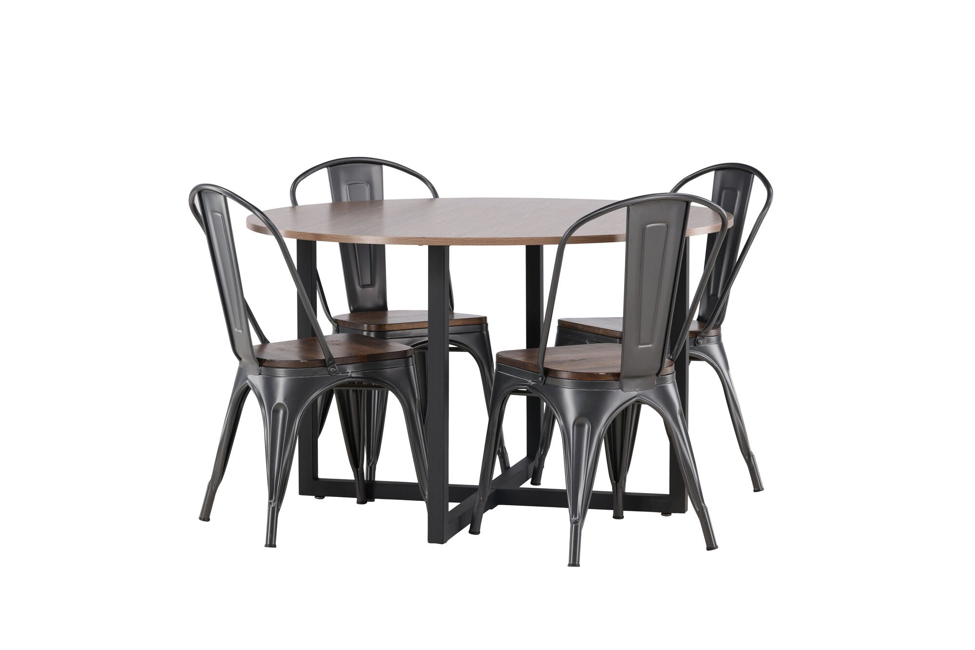 Venture Home Durango spisebord - Black / Walnut MDF +Tempe Spisebordsstol - Dark grey / Dark Brown MDF _4