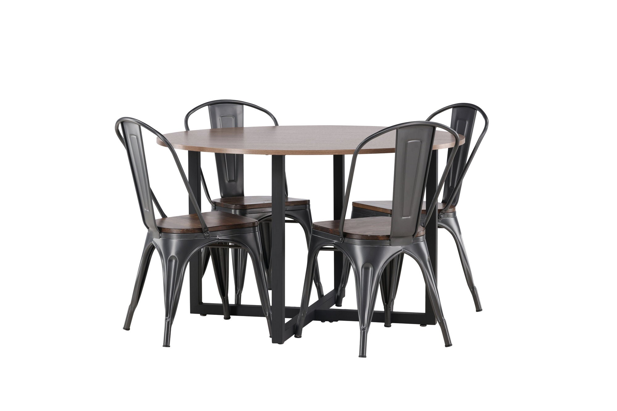 Venture Home Durango spisebord - Black / Walnut MDF +Tempe Spisebordsstol - Dark grey / Dark Brown MDF _4