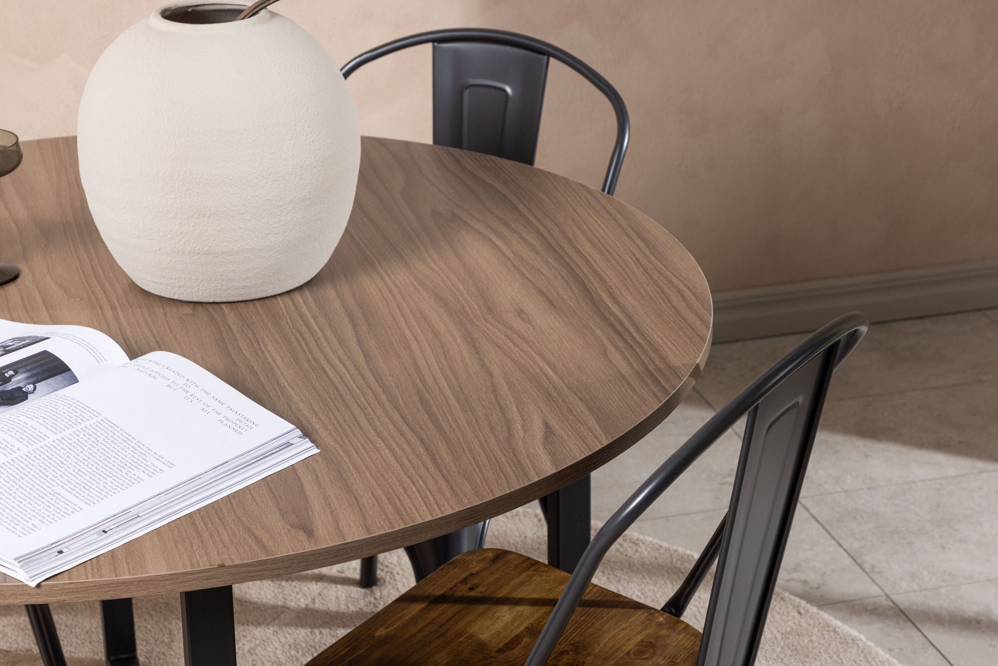 Venture Home Durango spisebord - Black / Walnut MDF +Tempe Spisebordsstol - Dark grey / Dark Brown MDF _4