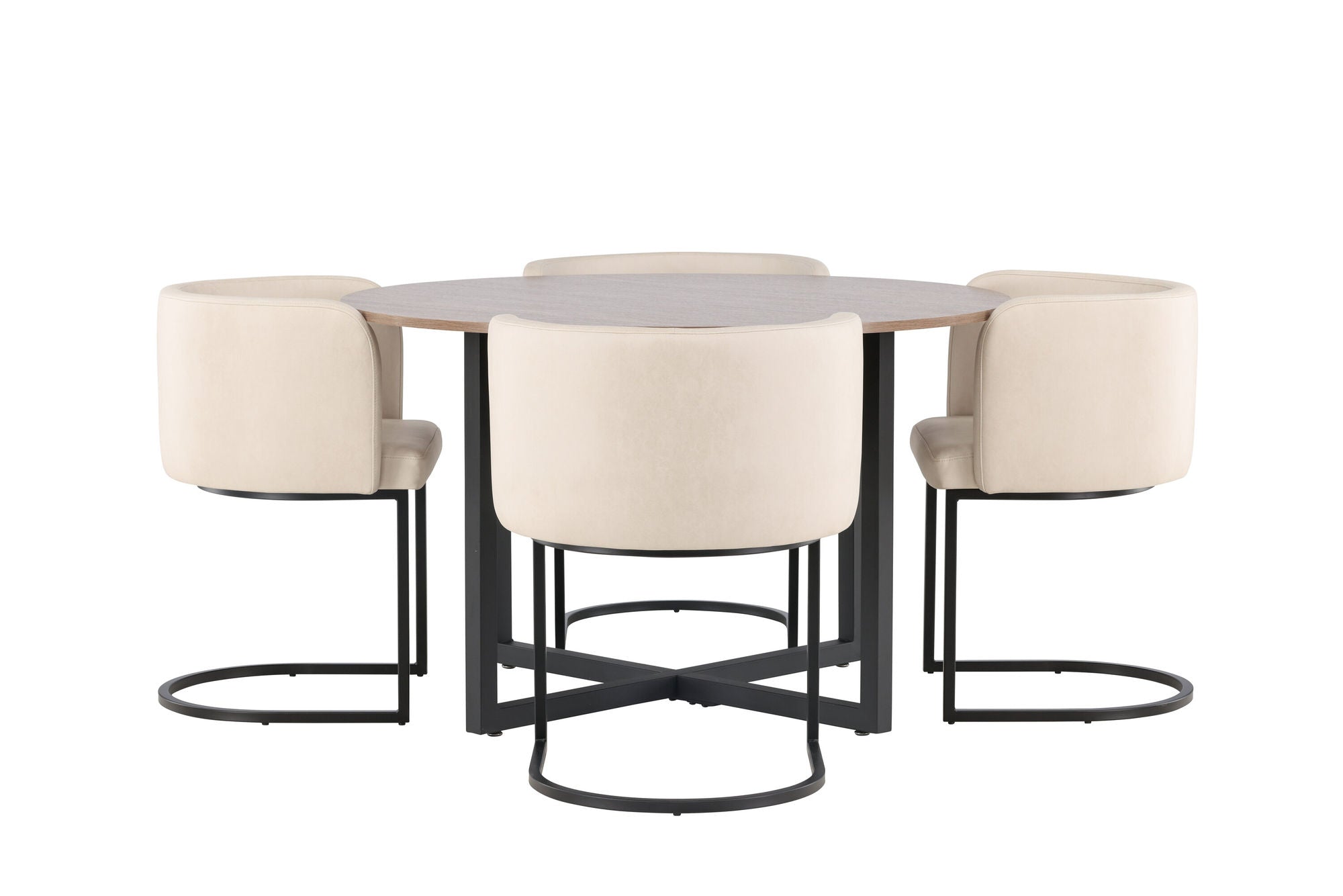 Venture Home Durango spisebord - Black / Walnut MDF +Simrishman Spisebordsstol - Black / Beige TC-fabric _4