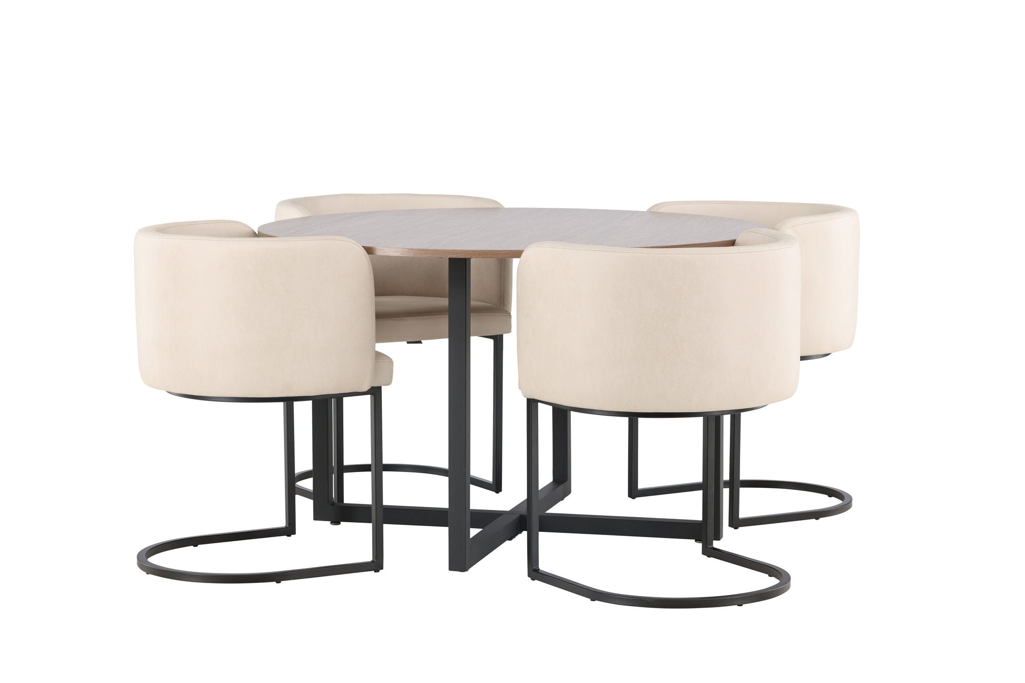 Venture Home Durango spisebord - Black / Walnut MDF +Simrishman Spisebordsstol - Black / Beige TC-fabric _4