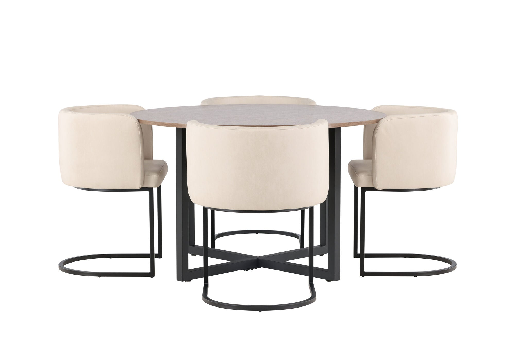 Venture Home Durango spisebord - Black / Walnut MDF +Simrishman Spisebordsstol - Black / Beige TC-fabric _4