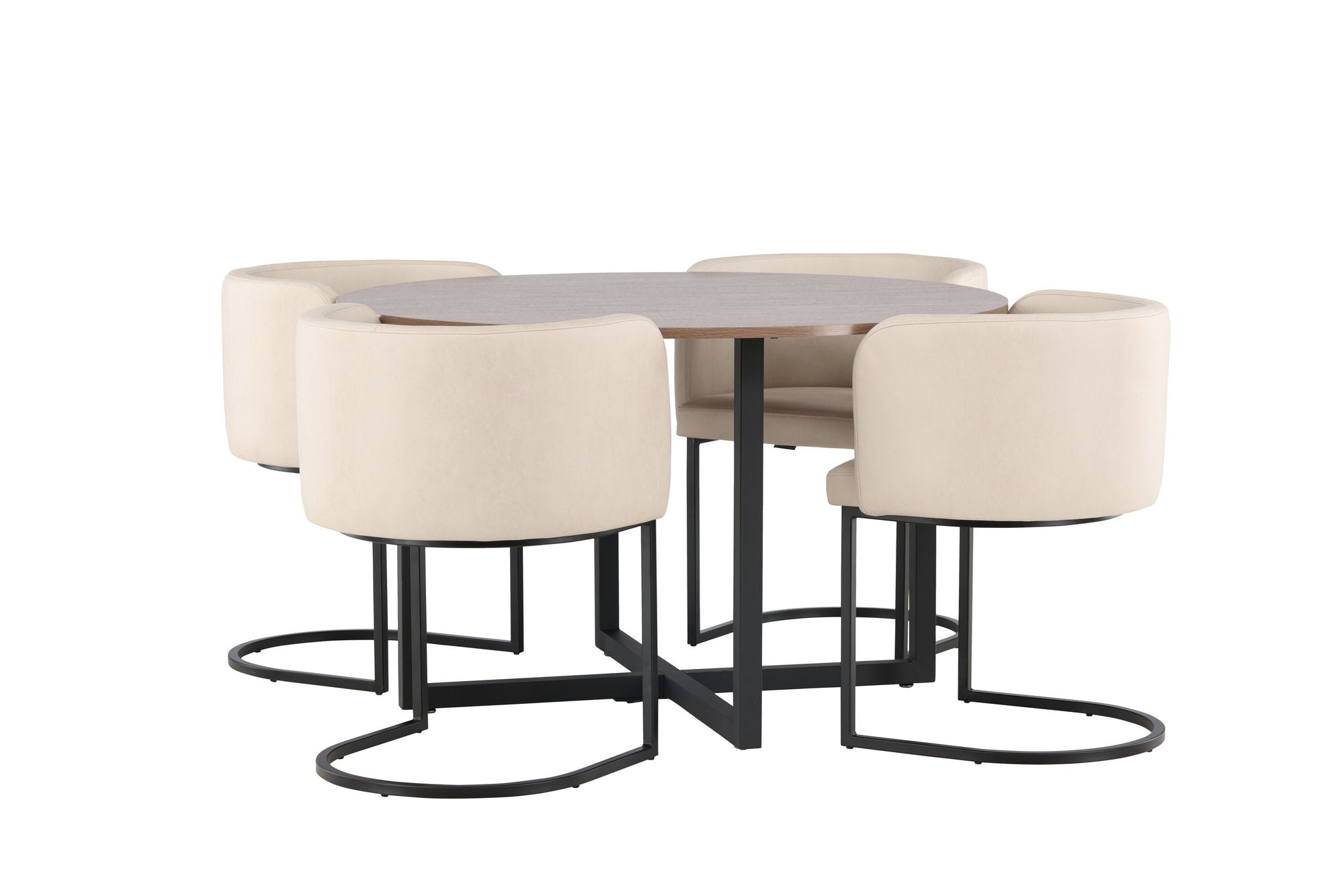 Venture Home Durango spisebord - Black / Walnut MDF +Simrishman Spisebordsstol - Black / Beige TC-fabric _4