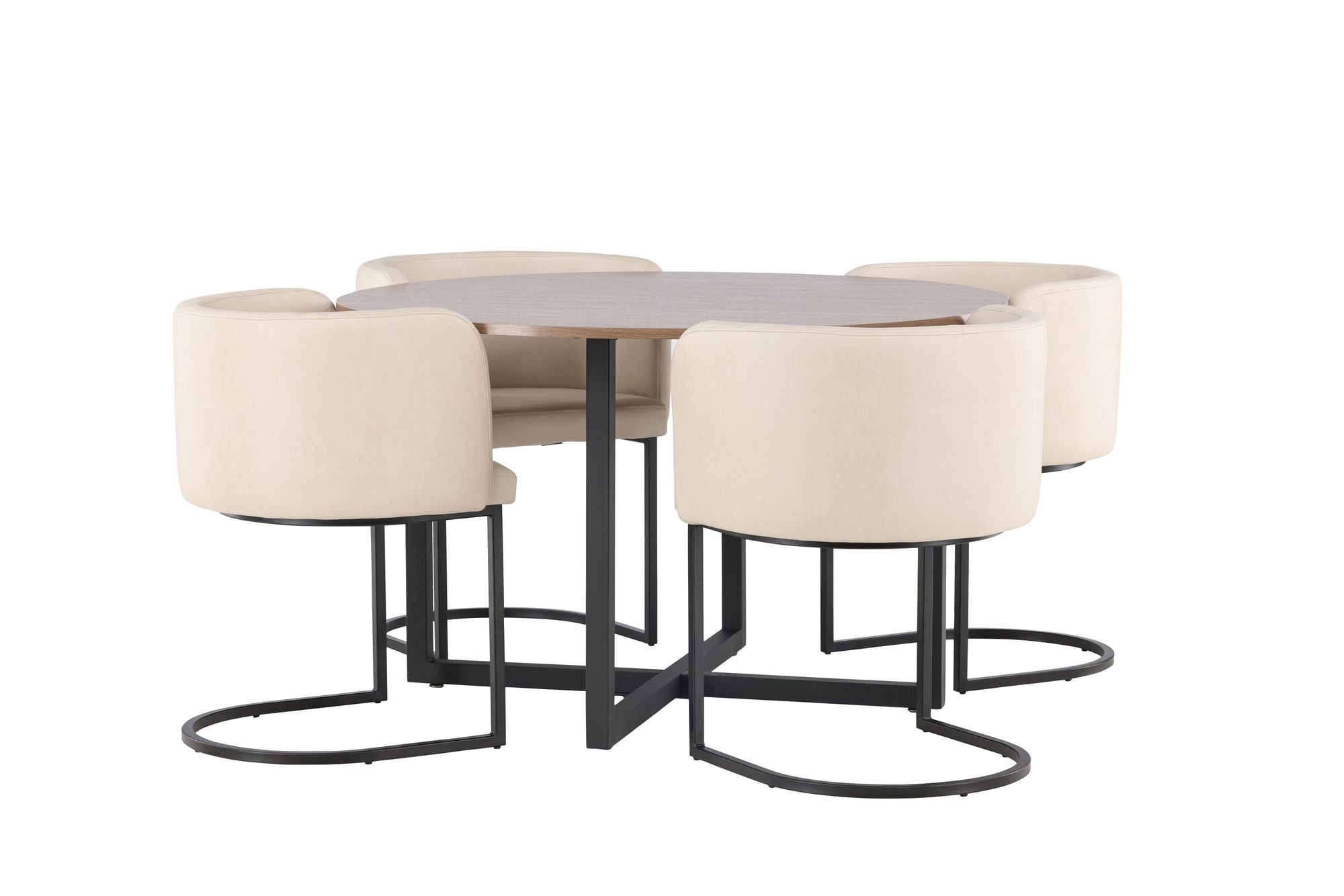 Venture Home Durango spisebord - Black / Walnut MDF +Simrishman Spisebordsstol - Black / Beige TC-fabric _4