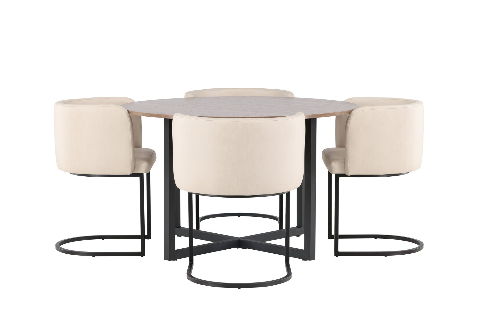 Venture Home Durango spisebord - Black / Walnut MDF +Simrishman Spisebordsstol - Black / Beige TC-fabric _4