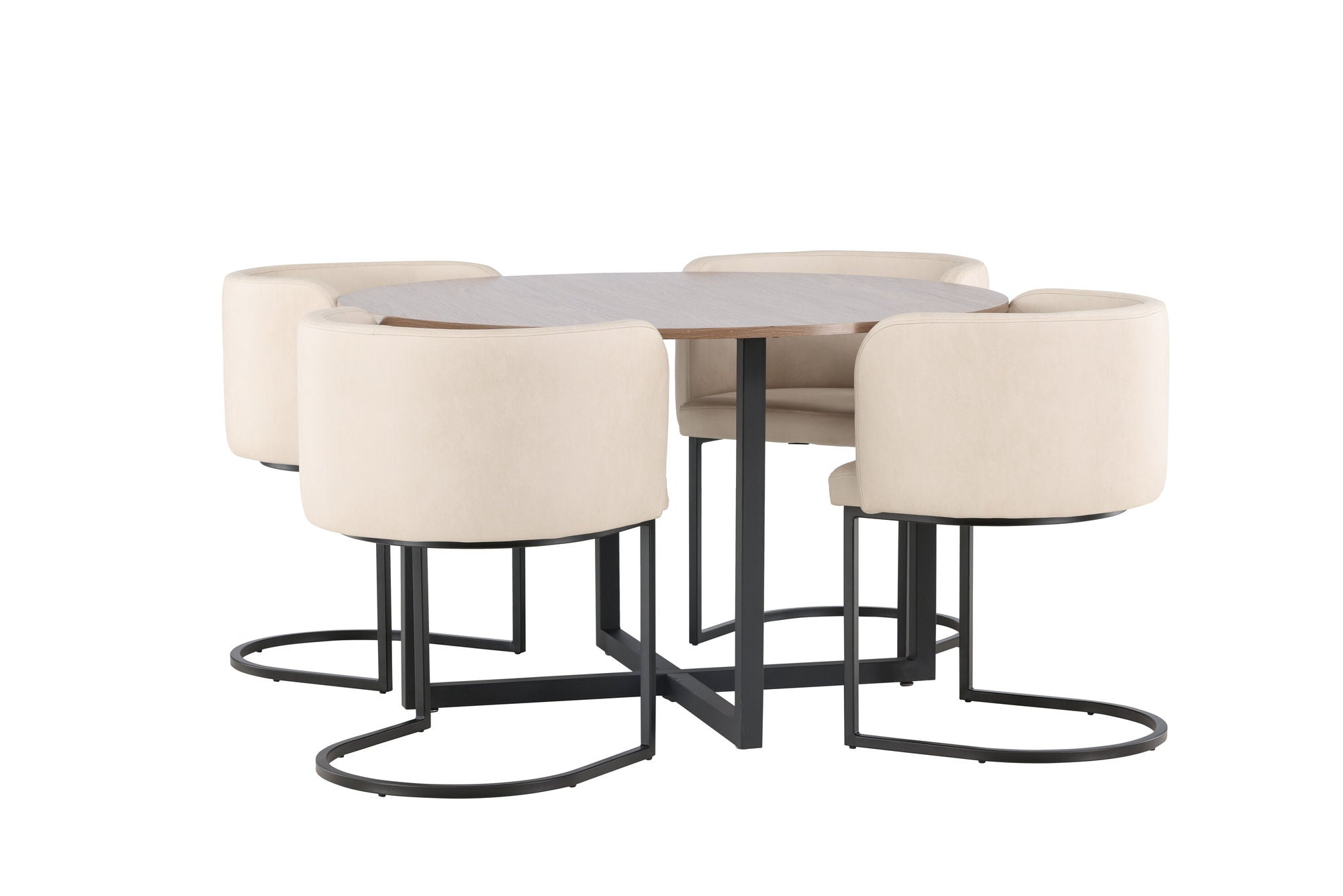 Venture Home Durango spisebord - Black / Walnut MDF +Simrishman Spisebordsstol - Black / Beige TC-fabric _4