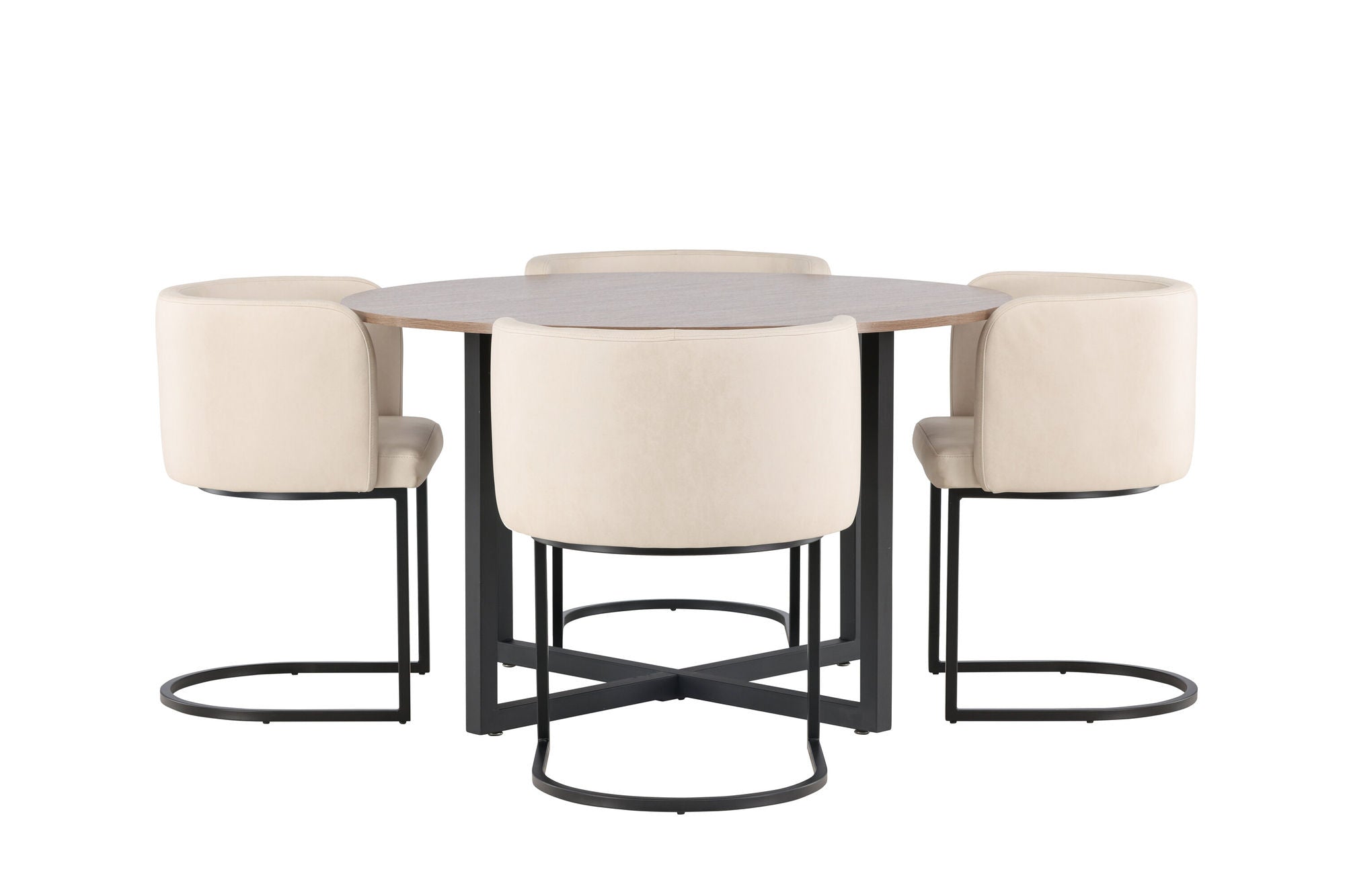 Venture Home Durango spisebord - Black / Walnut MDF +Simrishman Spisebordsstol - Black / Beige TC-fabric _4