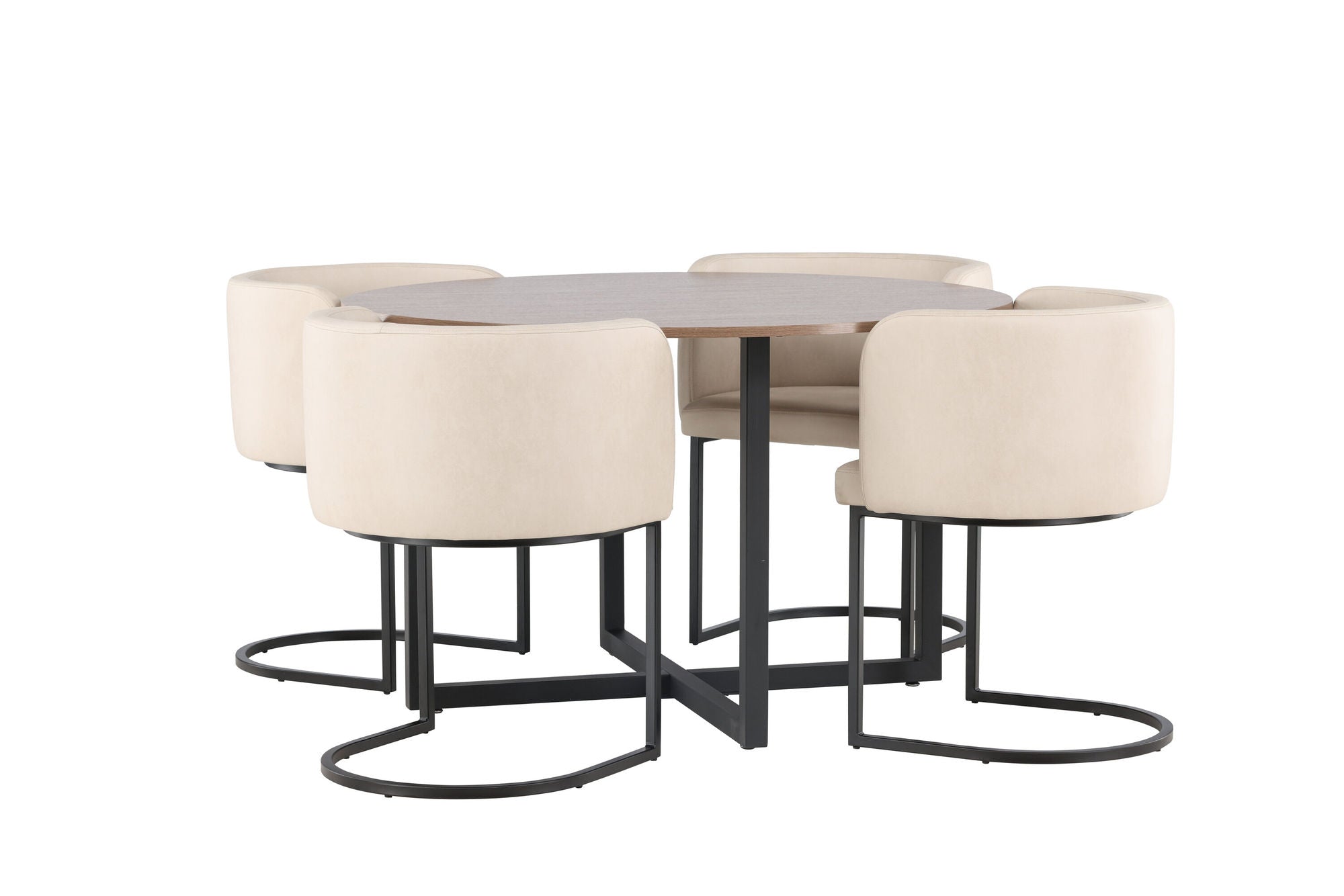 Venture Home Durango spisebord - Black / Walnut MDF +Simrishman Spisebordsstol - Black / Beige TC-fabric _4