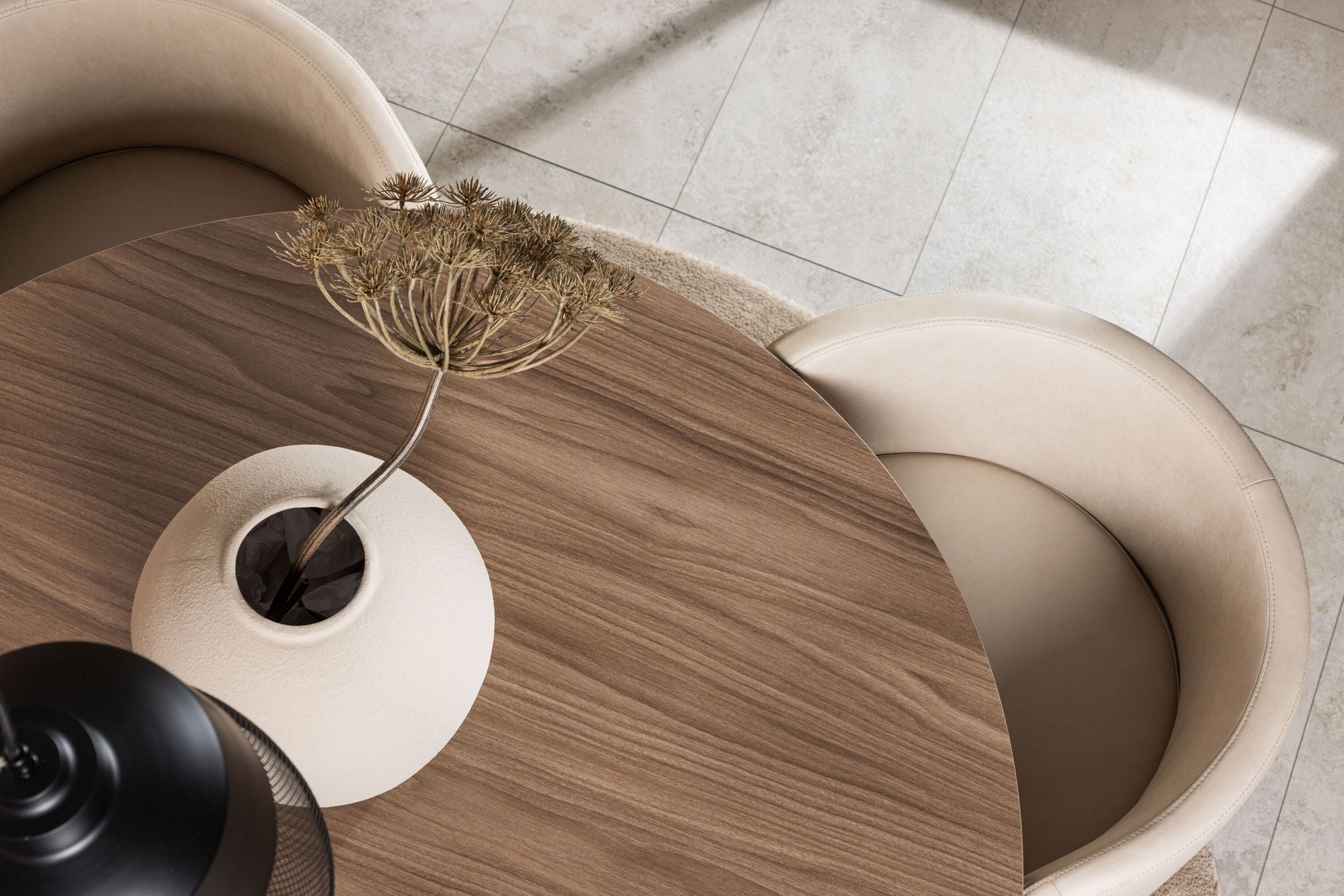 Venture Home Durango spisebord - Black / Walnut MDF +Simrishman Spisebordsstol - Black / Beige TC-fabric _4