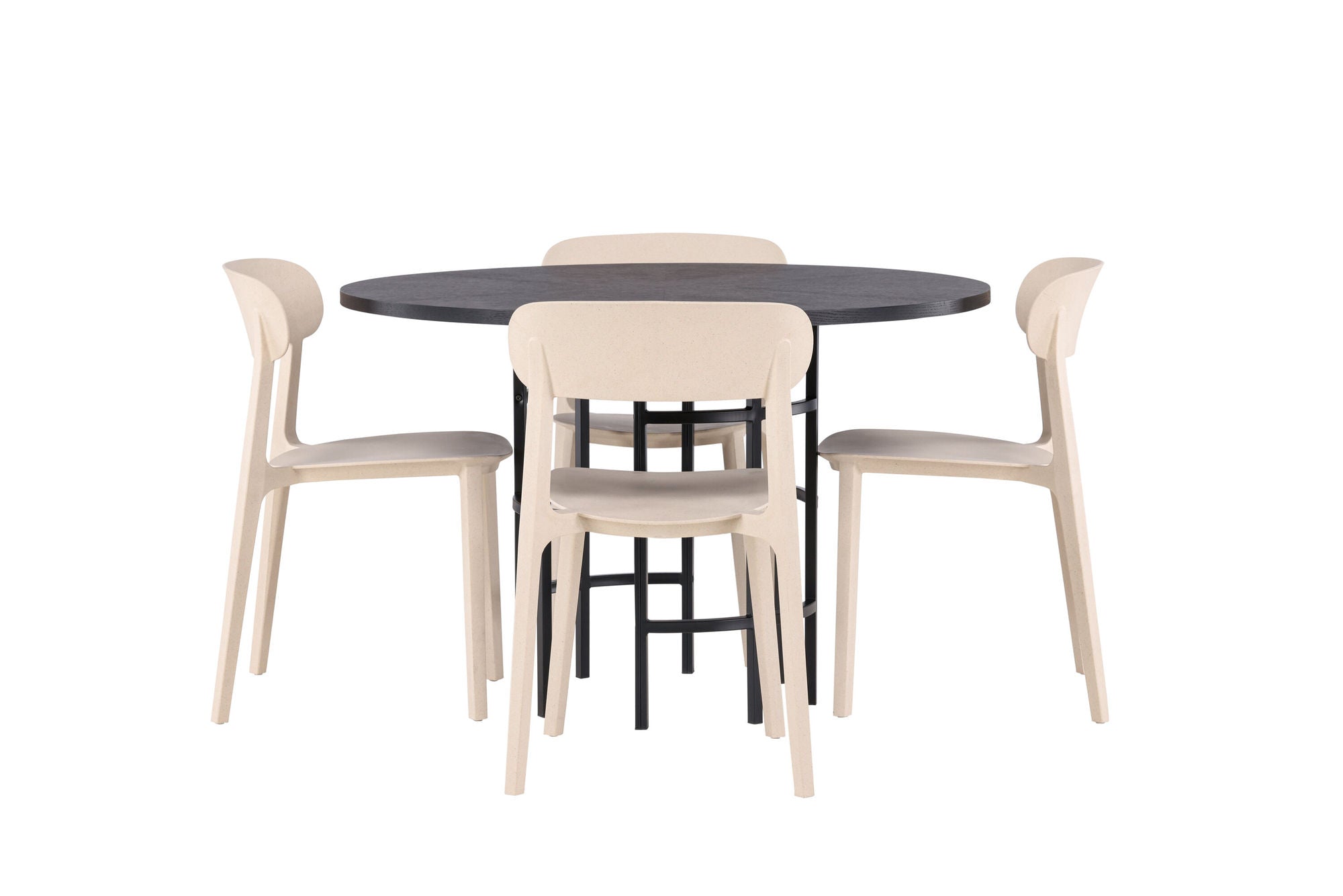 Venture Home Copenhagen spisebord - Black / Black Veneer +Åstol Spisebordsstol - Nature Wood plastic composite _4