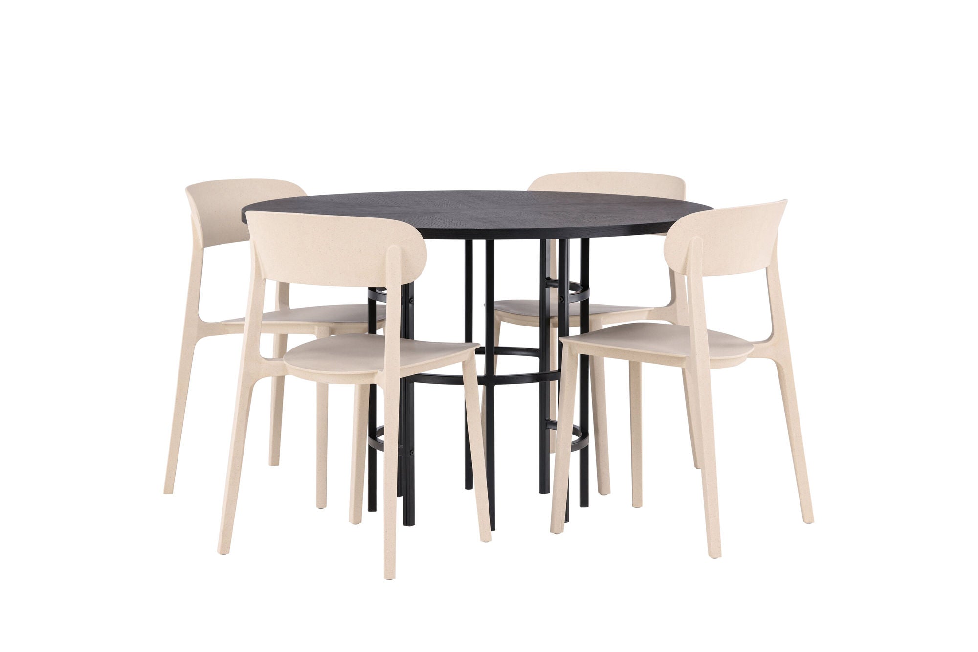 Venture Home Copenhagen spisebord - Black / Black Veneer +Åstol Spisebordsstol - Nature Wood plastic composite _4