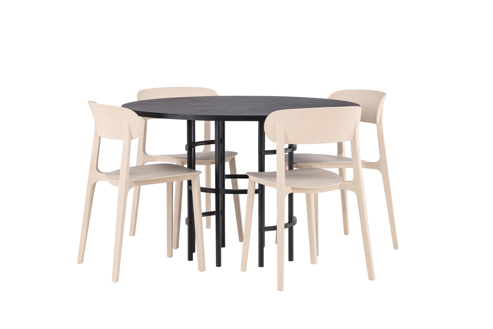 Venture Home Copenhagen spisebord - Black / Black Veneer +Åstol Spisebordsstol - Nature Wood plastic composite _4