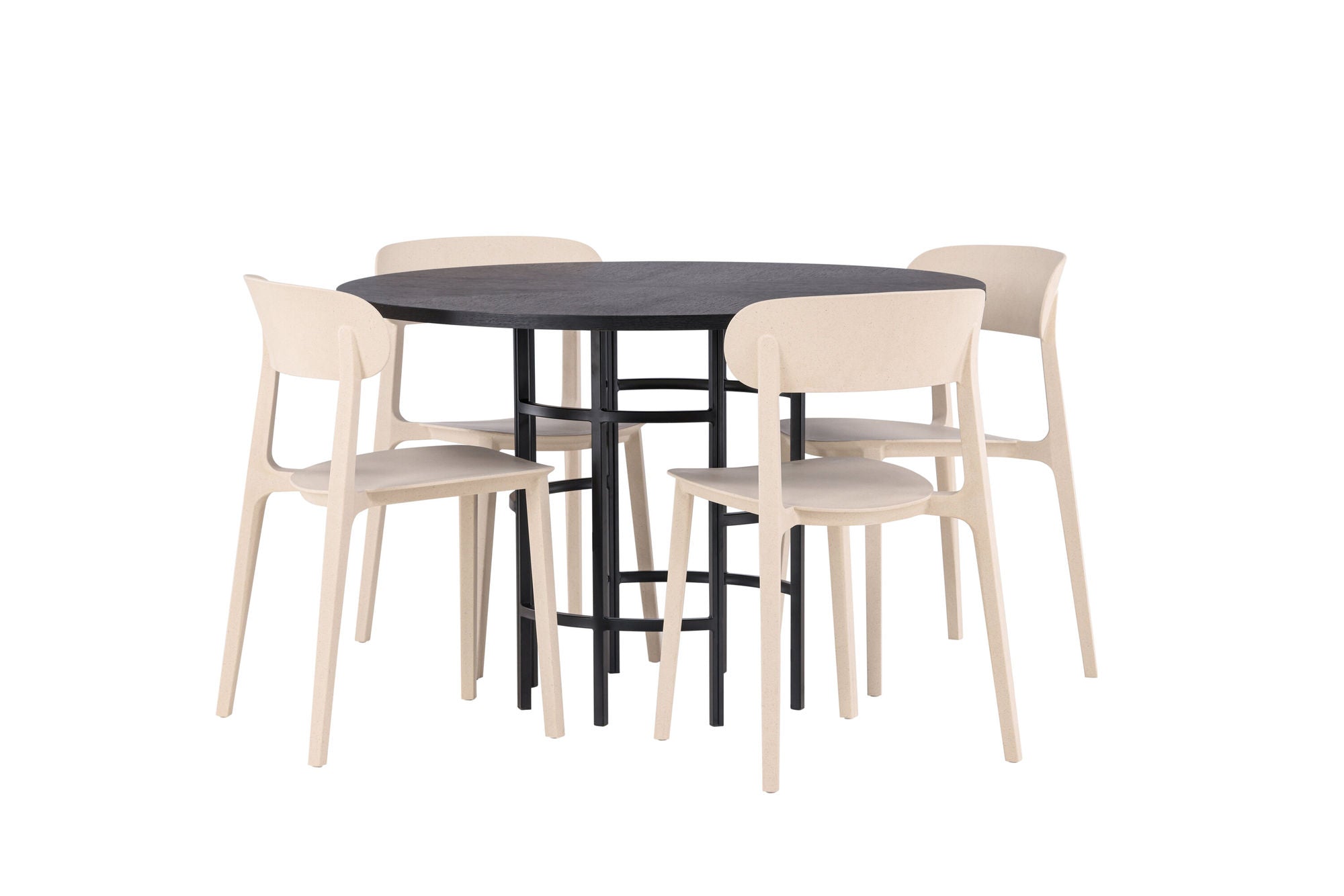 Venture Home Copenhagen spisebord - Black / Black Veneer +Åstol Spisebordsstol - Nature Wood plastic composite _4