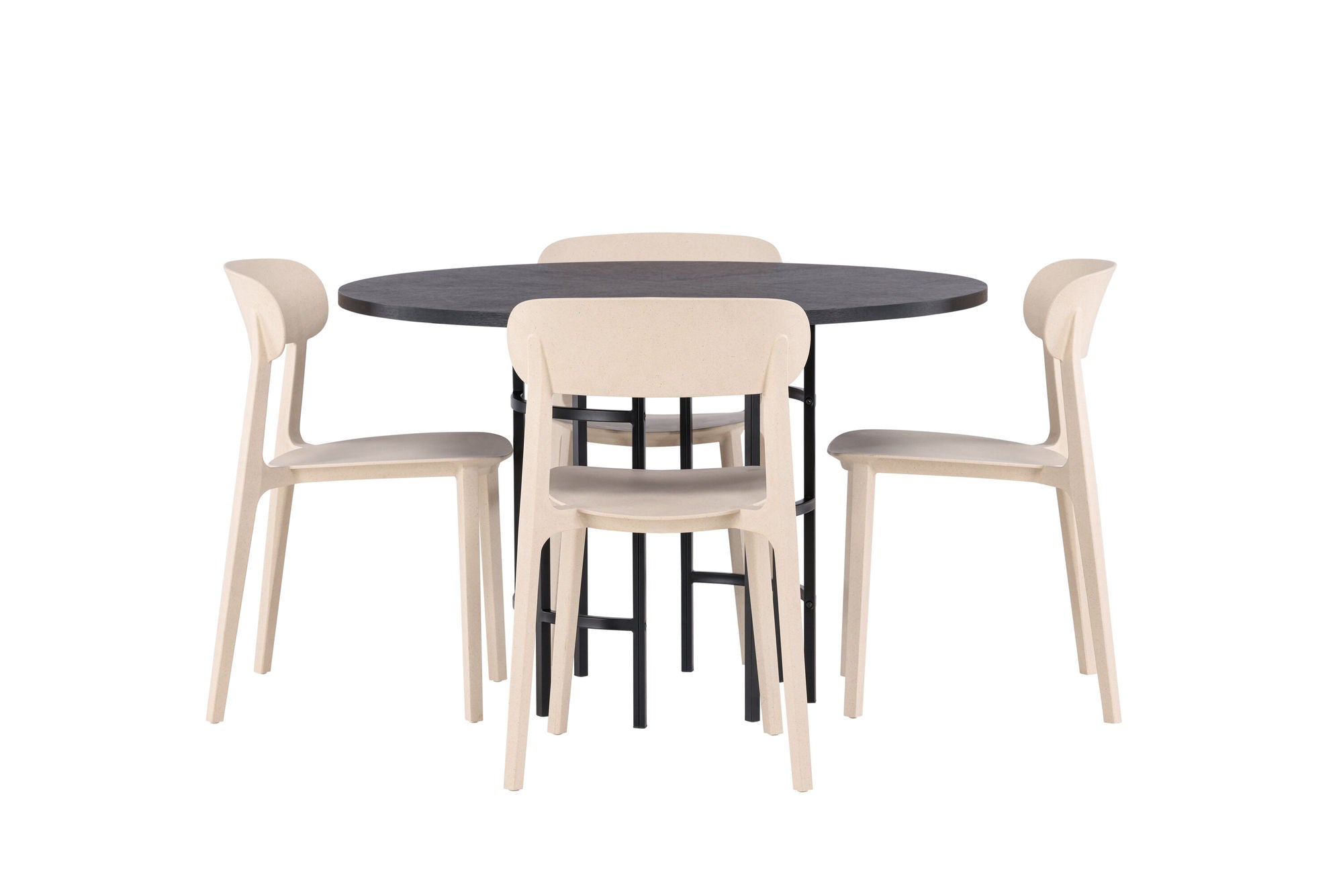Venture Home Copenhagen spisebord - Black / Black Veneer +Åstol Spisebordsstol - Nature Wood plastic composite _4