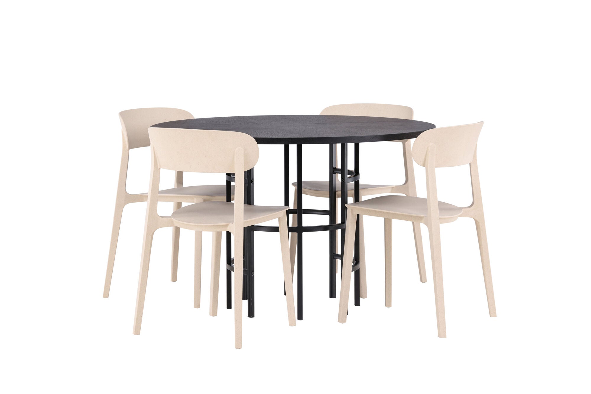 Venture Home Copenhagen spisebord - Black / Black Veneer +Åstol Spisebordsstol - Nature Wood plastic composite _4