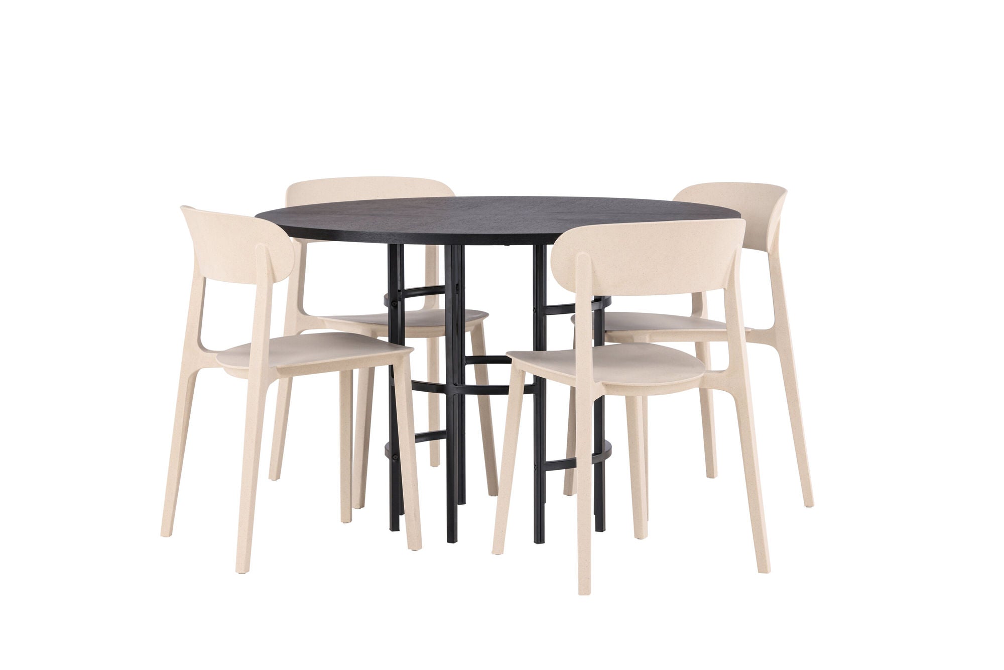 Venture Home Copenhagen spisebord - Black / Black Veneer +Åstol Spisebordsstol - Nature Wood plastic composite _4