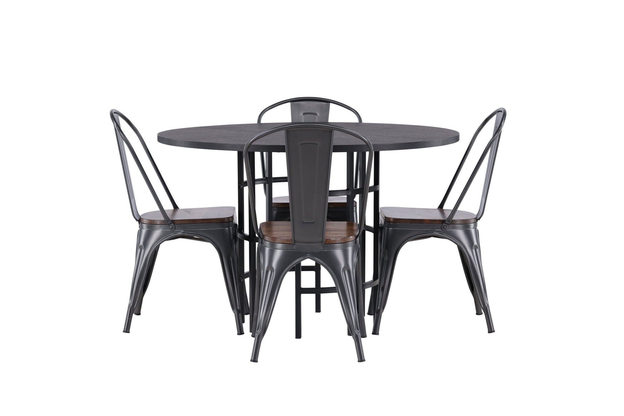 Venture Home Copenhagen spisebord - Black / Black Veneer +Tempe Spisebordsstol - Dark grey / Dark Brown MDF _4