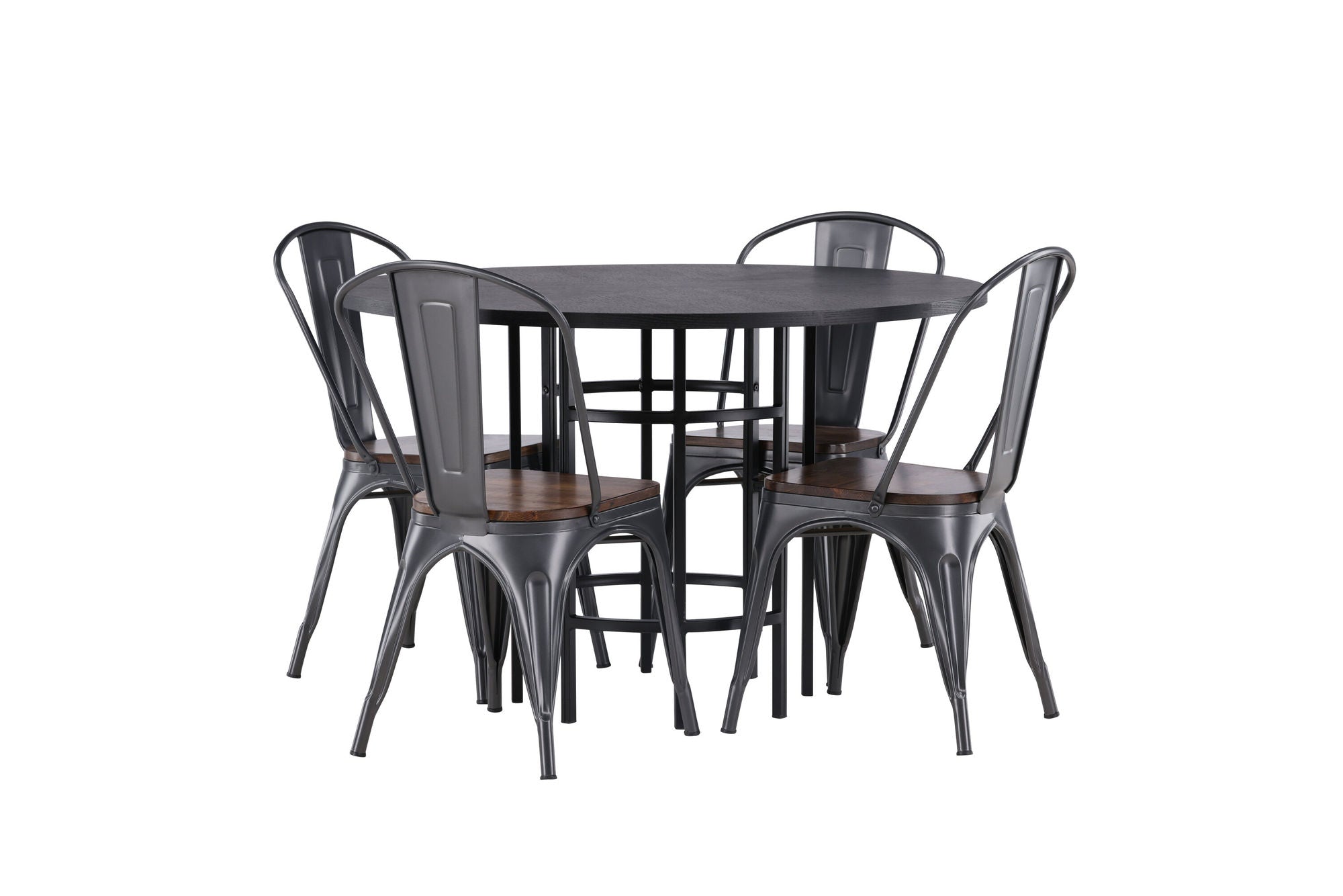 Venture Home Copenhagen spisebord - Black / Black Veneer +Tempe Spisebordsstol - Dark grey / Dark Brown MDF _4