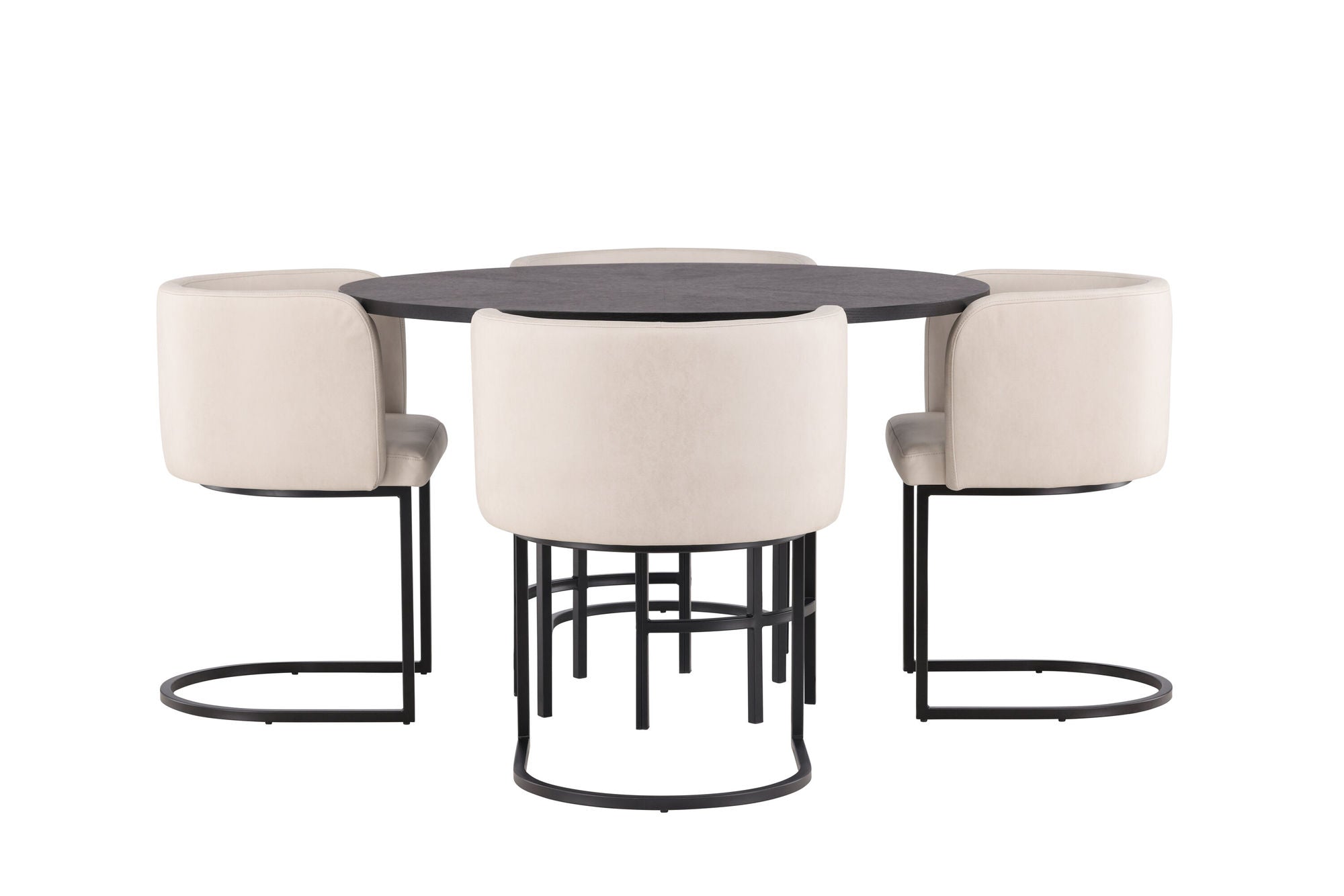 Venture Home Copenhagen spisebord - Black / Black Veneer +Simrishman Spisebordsstol - Black / Beige TC-fabric _4