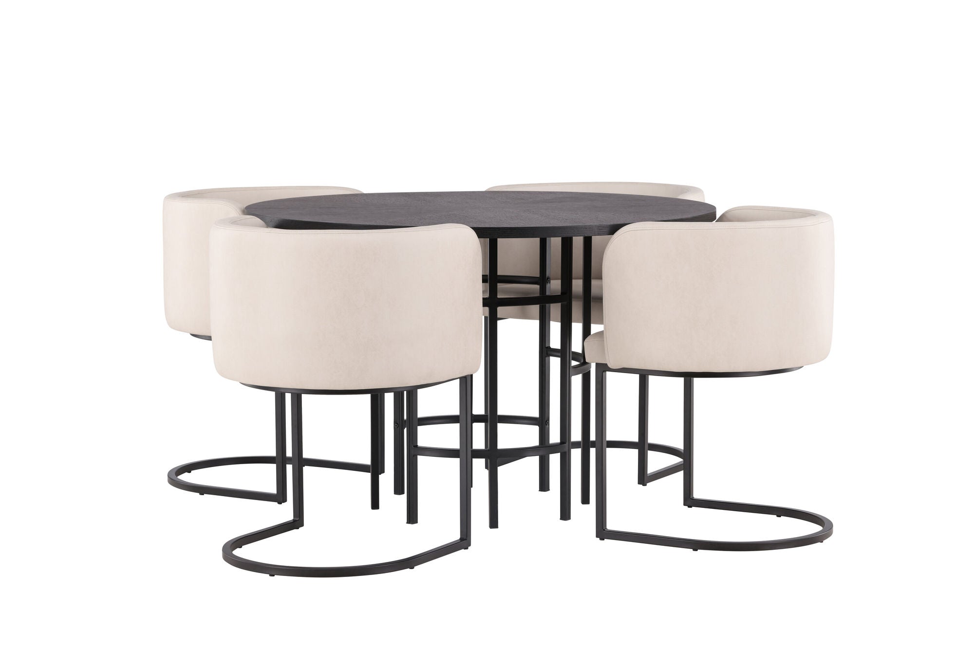 Venture Home Copenhagen spisebord - Black / Black Veneer +Simrishman Spisebordsstol - Black / Beige TC-fabric _4