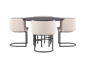 Venture Home Copenhagen spisebord - Black / Black Veneer +Simrishman Spisebordsstol - Black / Beige TC-fabric _4