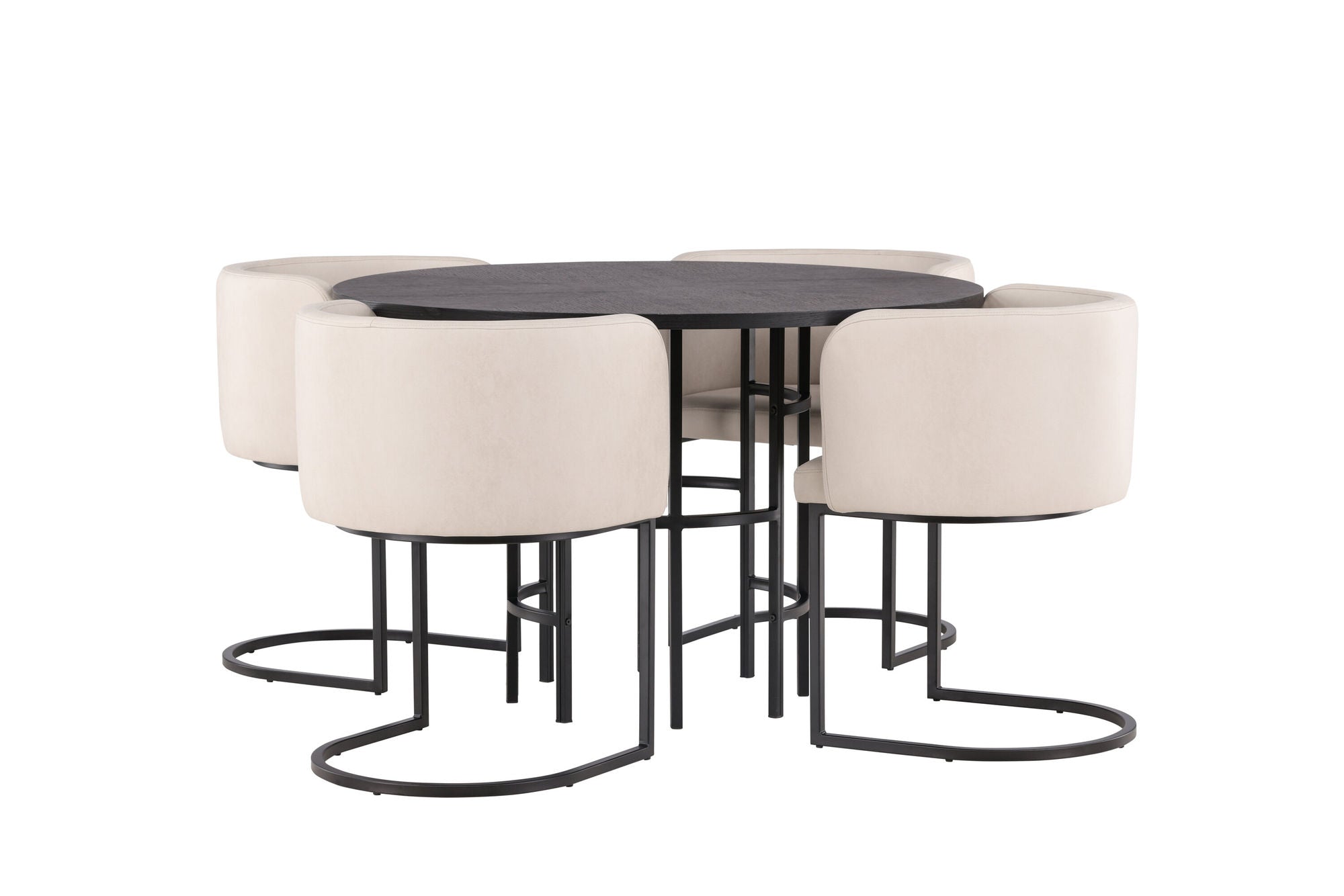 Venture Home Copenhagen spisebord - Black / Black Veneer +Simrishman Spisebordsstol - Black / Beige TC-fabric _4