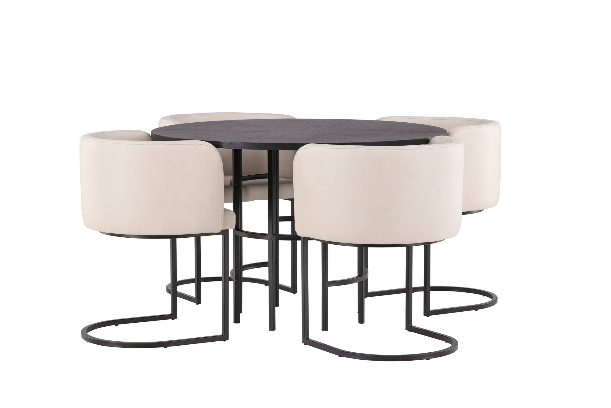 Venture Home Copenhagen spisebord - Black / Black Veneer +Simrishman Spisebordsstol - Black / Beige TC-fabric _4