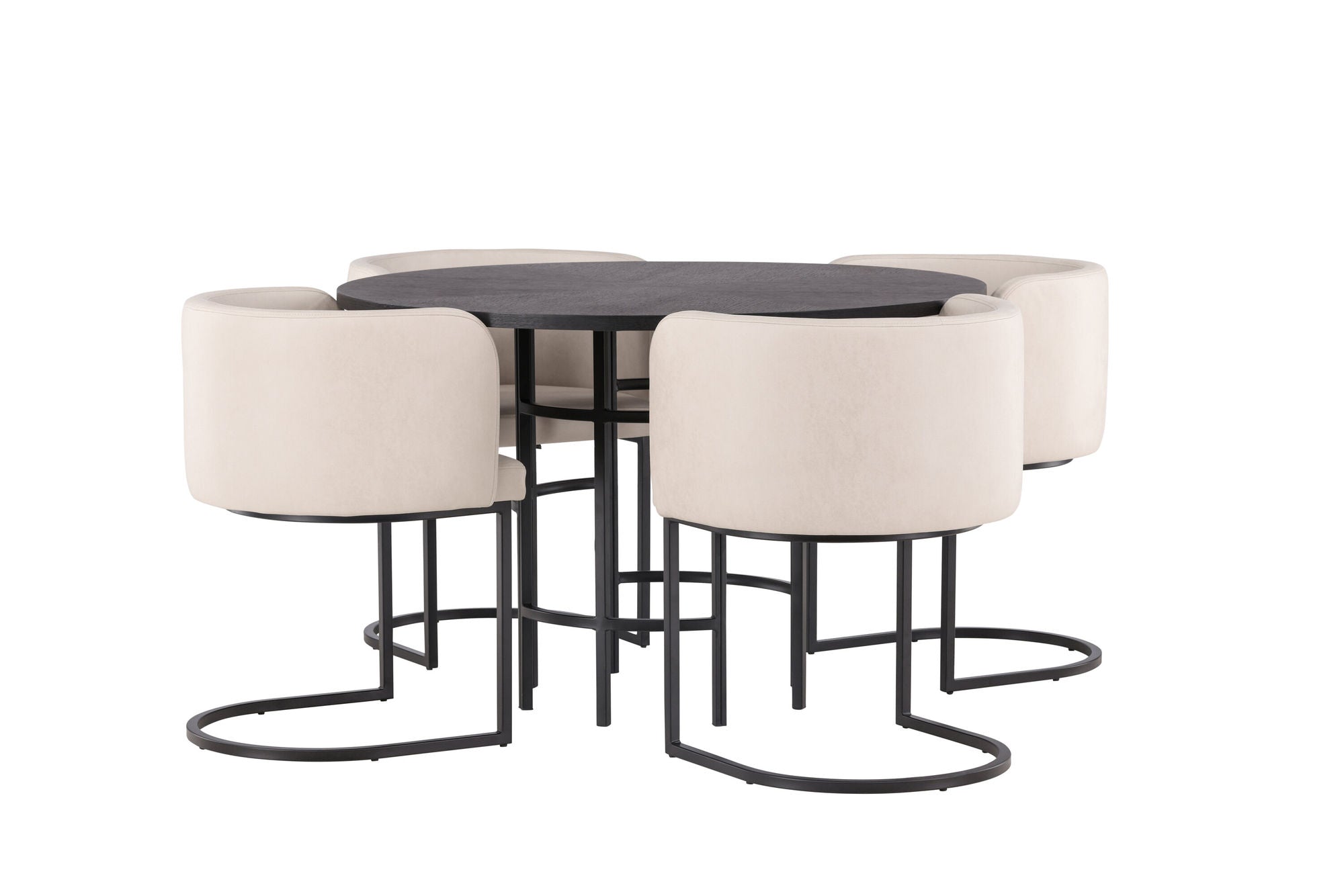 Venture Home Copenhagen spisebord - Black / Black Veneer +Simrishman Spisebordsstol - Black / Beige TC-fabric _4