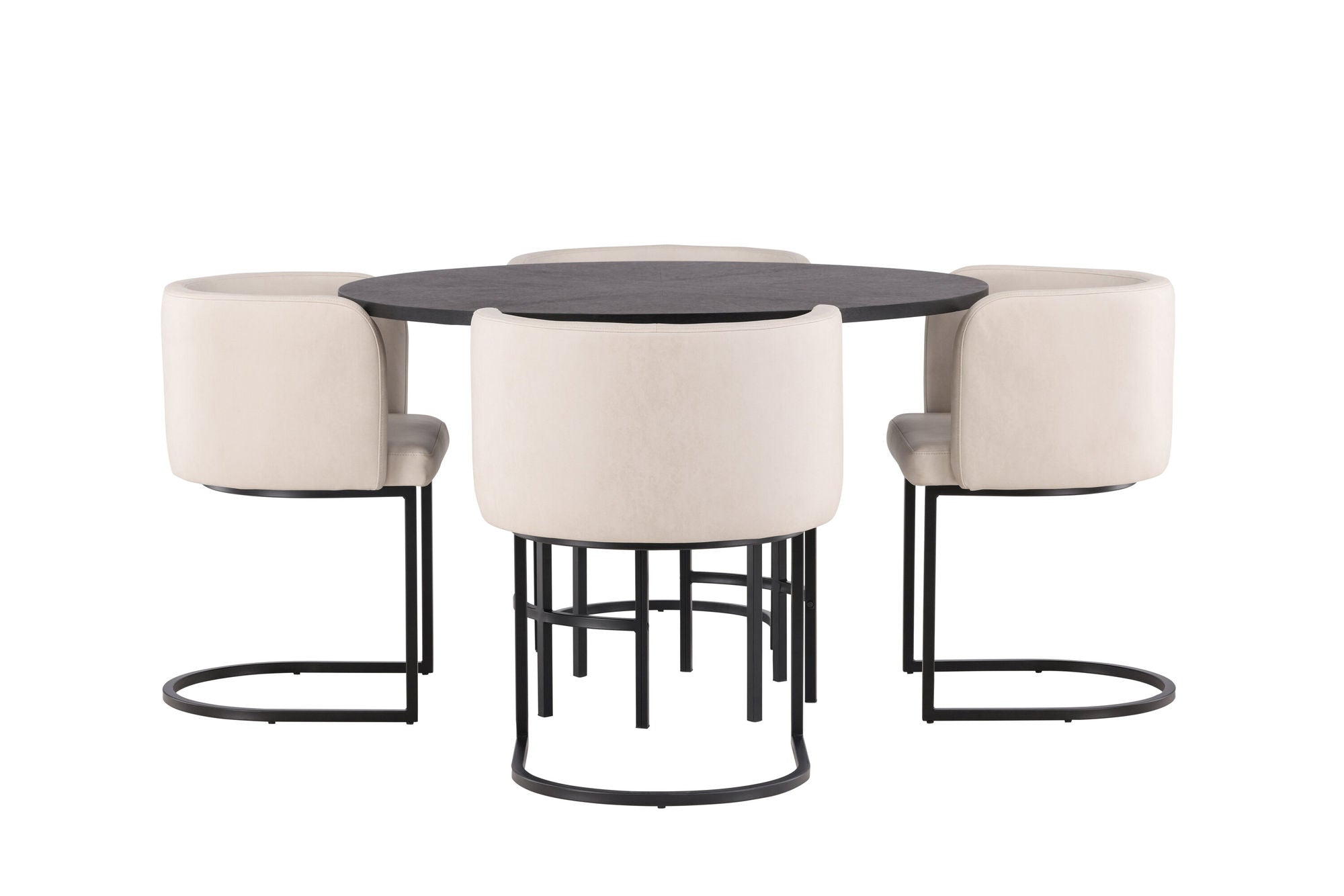 Venture Home Copenhagen spisebord - Black / Black Veneer +Simrishman Spisebordsstol - Black / Beige TC-fabric _4