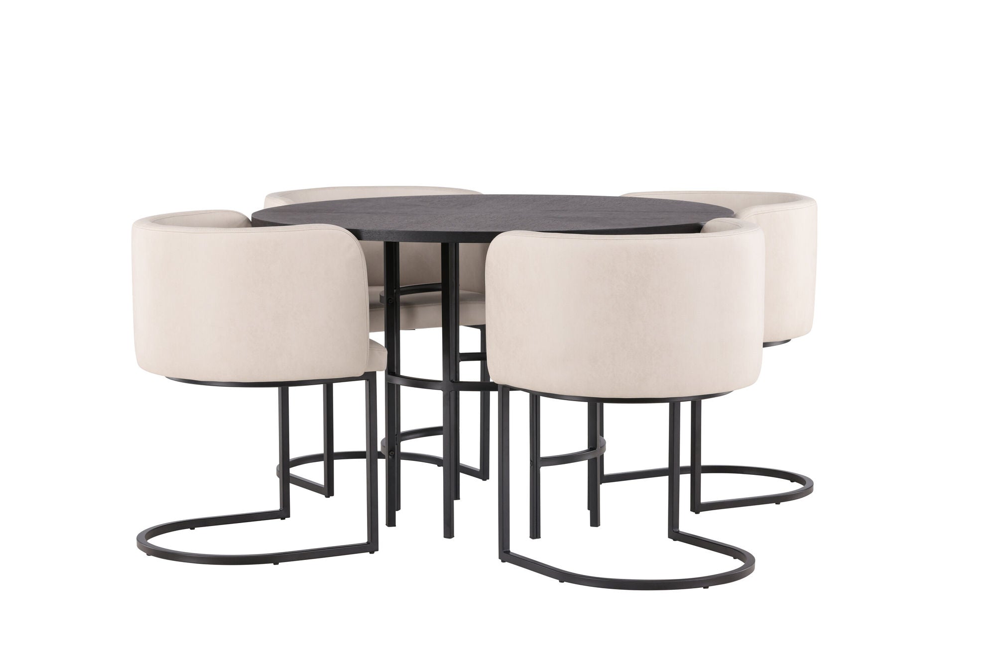 Venture Home Copenhagen spisebord - Black / Black Veneer +Simrishman Spisebordsstol - Black / Beige TC-fabric _4