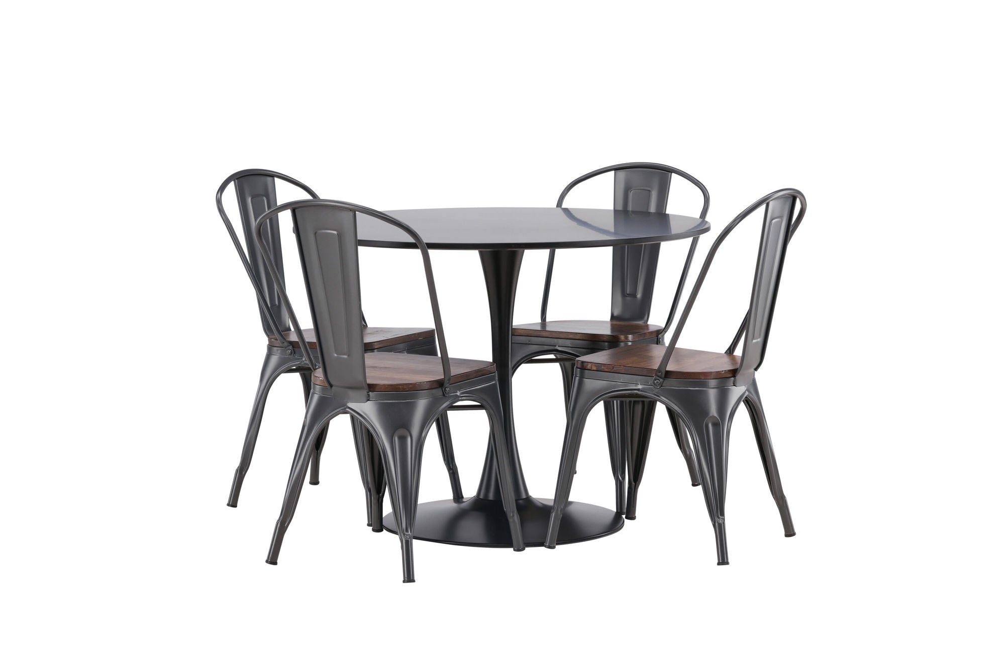 Venture Home Glade spisebord - Black / Black MDF +Tempe Spisebordsstol - Dark grey / Dark Brown MDF _4