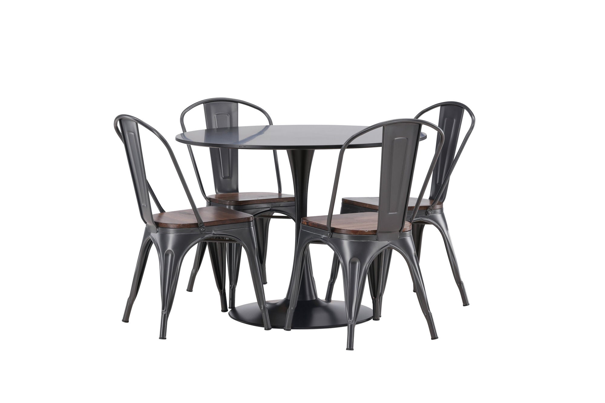 Venture Home Glade spisebord - Black / Black MDF +Tempe Spisebordsstol - Dark grey / Dark Brown MDF _4