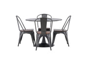 Venture Home Glade spisebord - Black / Black MDF +Tempe Spisebordsstol - Dark grey / Dark Brown MDF _4