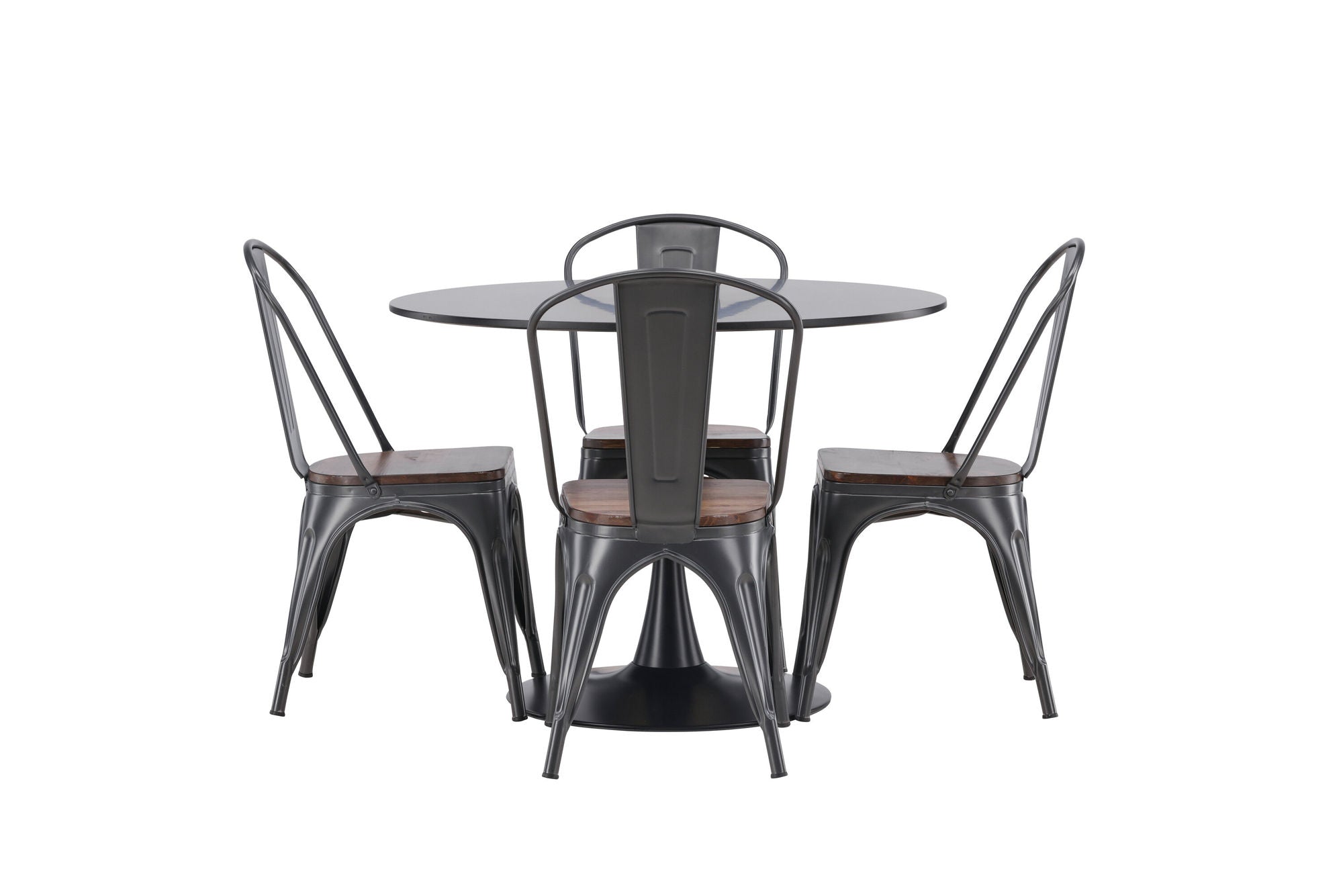Venture Home Glade spisebord - Black / Black MDF +Tempe Spisebordsstol - Dark grey / Dark Brown MDF _4