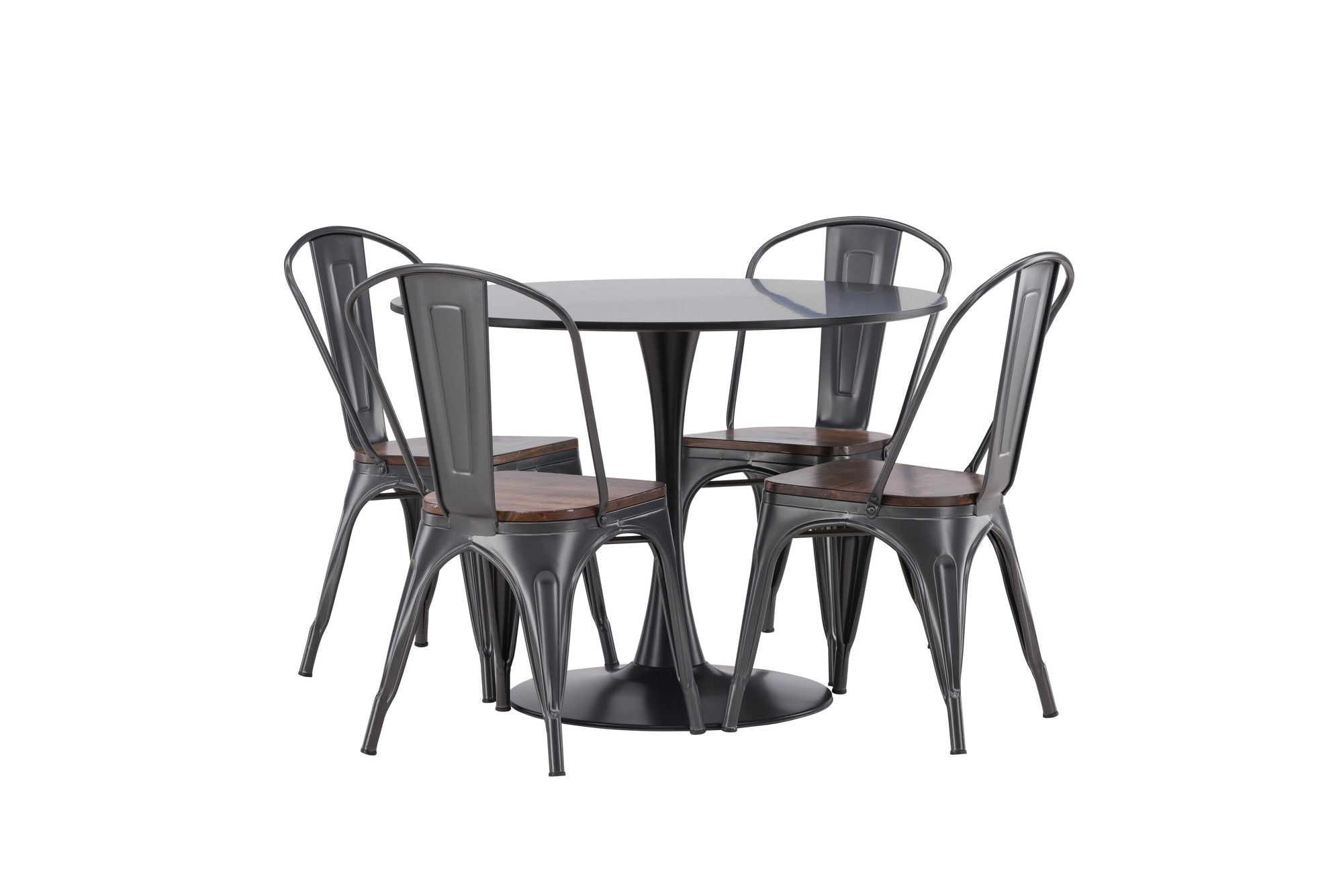 Venture Home Glade spisebord - Black / Black MDF +Tempe Spisebordsstol - Dark grey / Dark Brown MDF _4