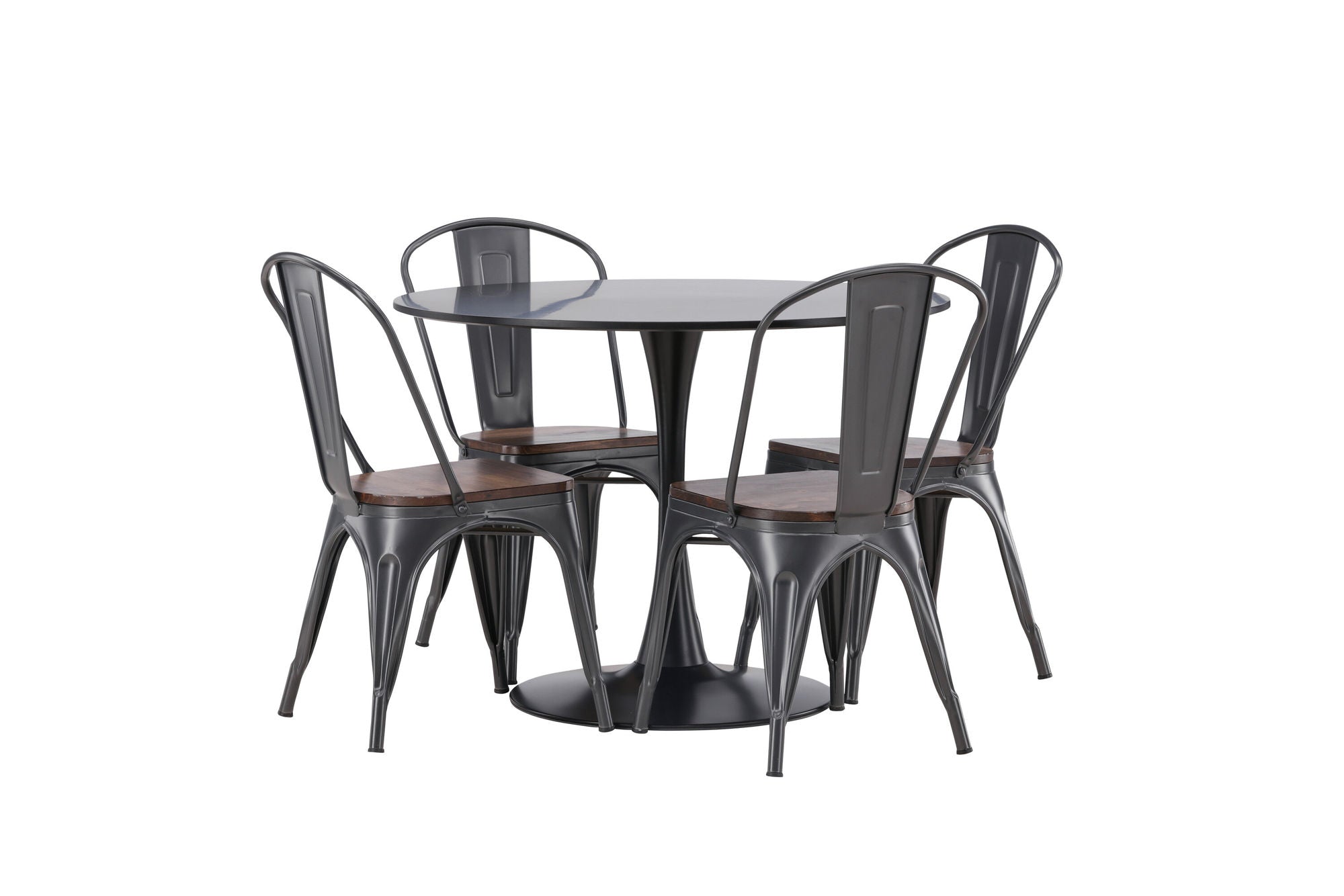 Venture Home Glade spisebord - Black / Black MDF +Tempe Spisebordsstol - Dark grey / Dark Brown MDF _4