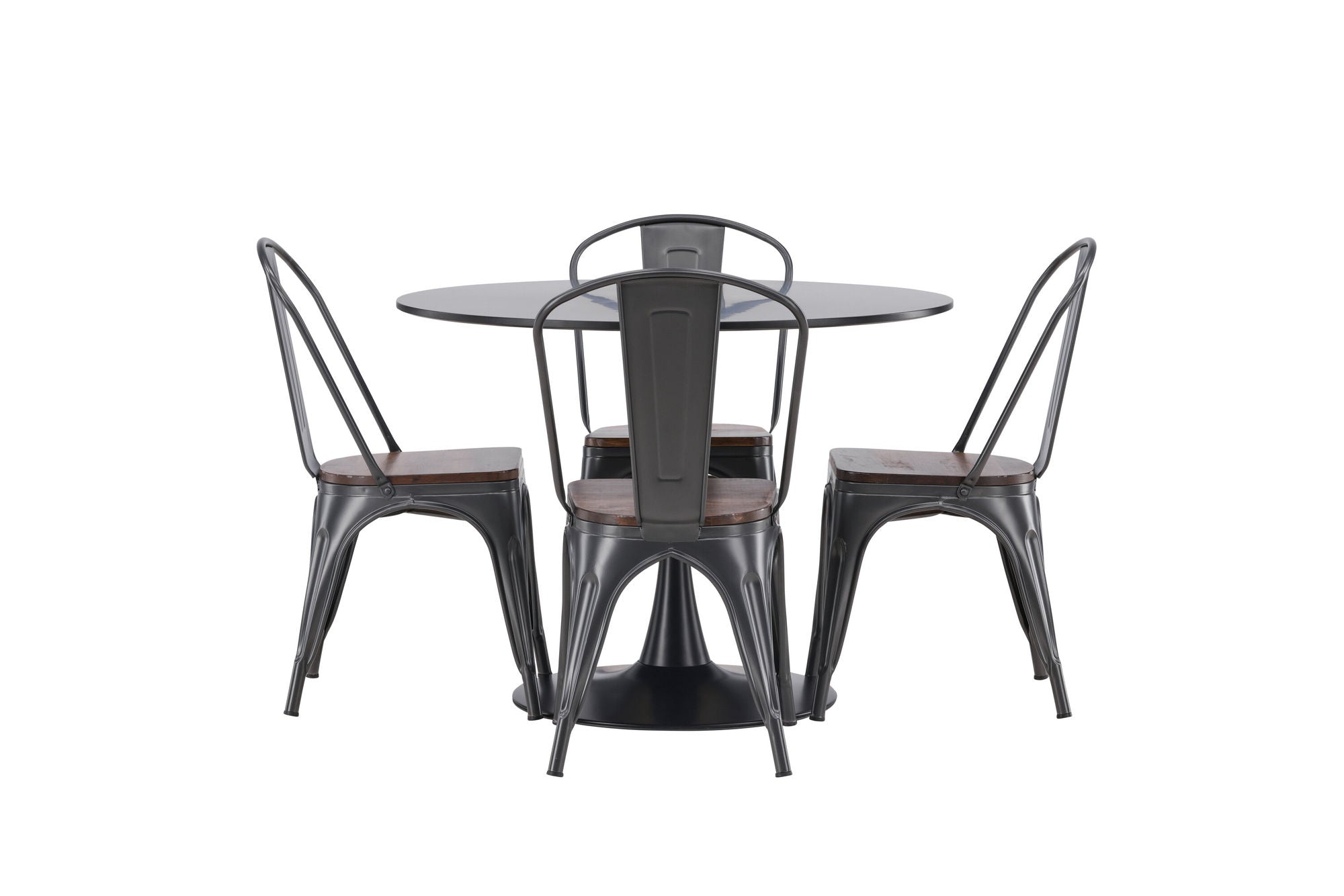 Venture Home Glade spisebord - Black / Black MDF +Tempe Spisebordsstol - Dark grey / Dark Brown MDF _4