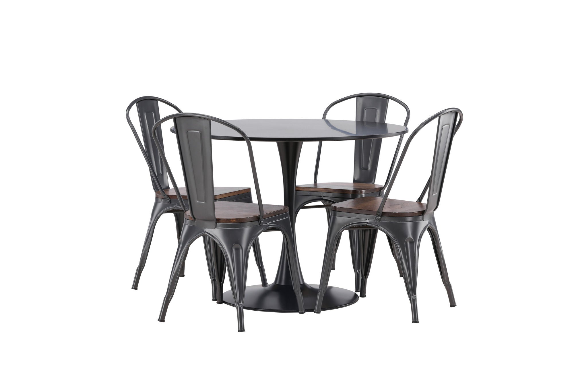 Venture Home Glade spisebord - Black / Black MDF +Tempe Spisebordsstol - Dark grey / Dark Brown MDF _4