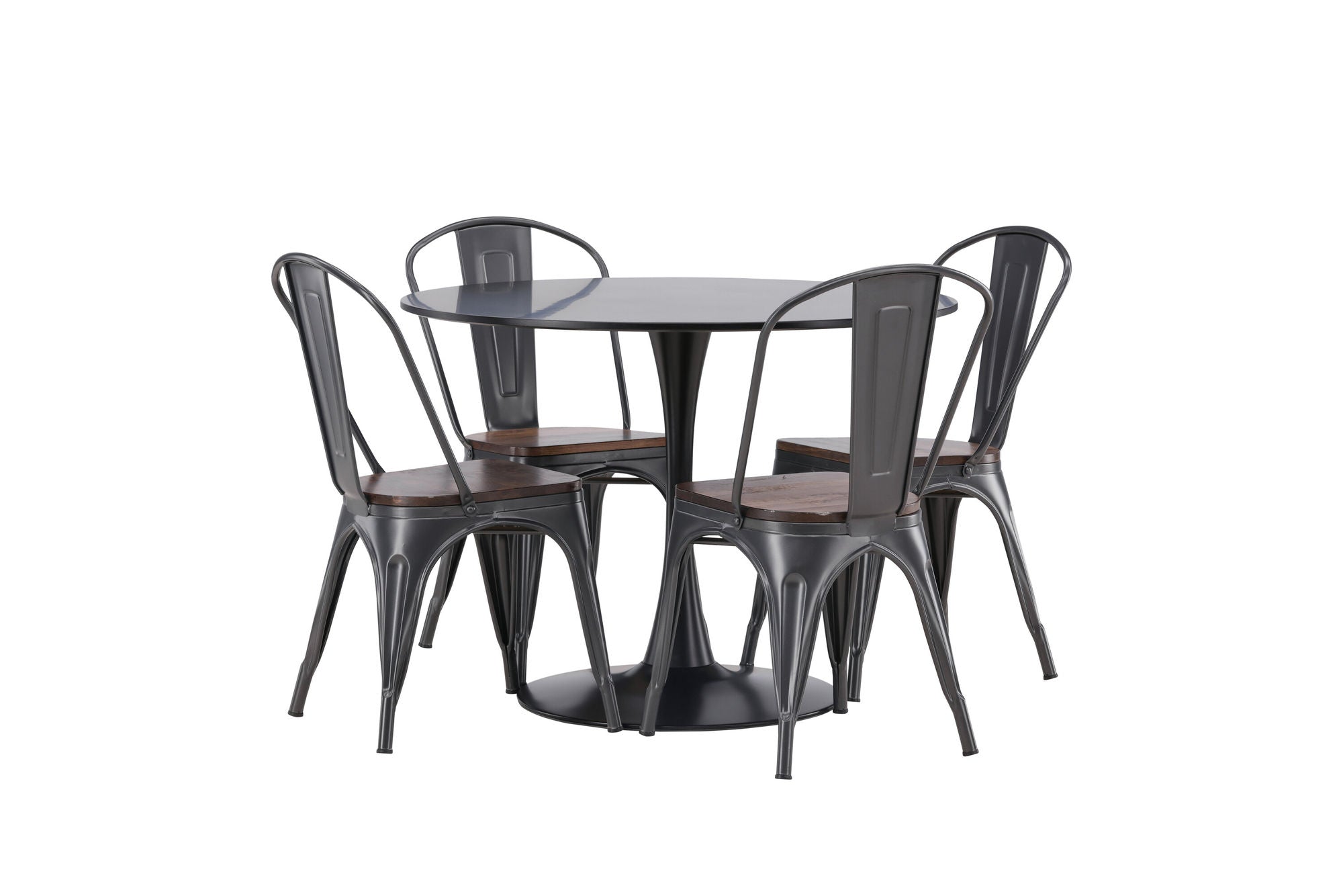 Venture Home Glade spisebord - Black / Black MDF +Tempe Spisebordsstol - Dark grey / Dark Brown MDF _4