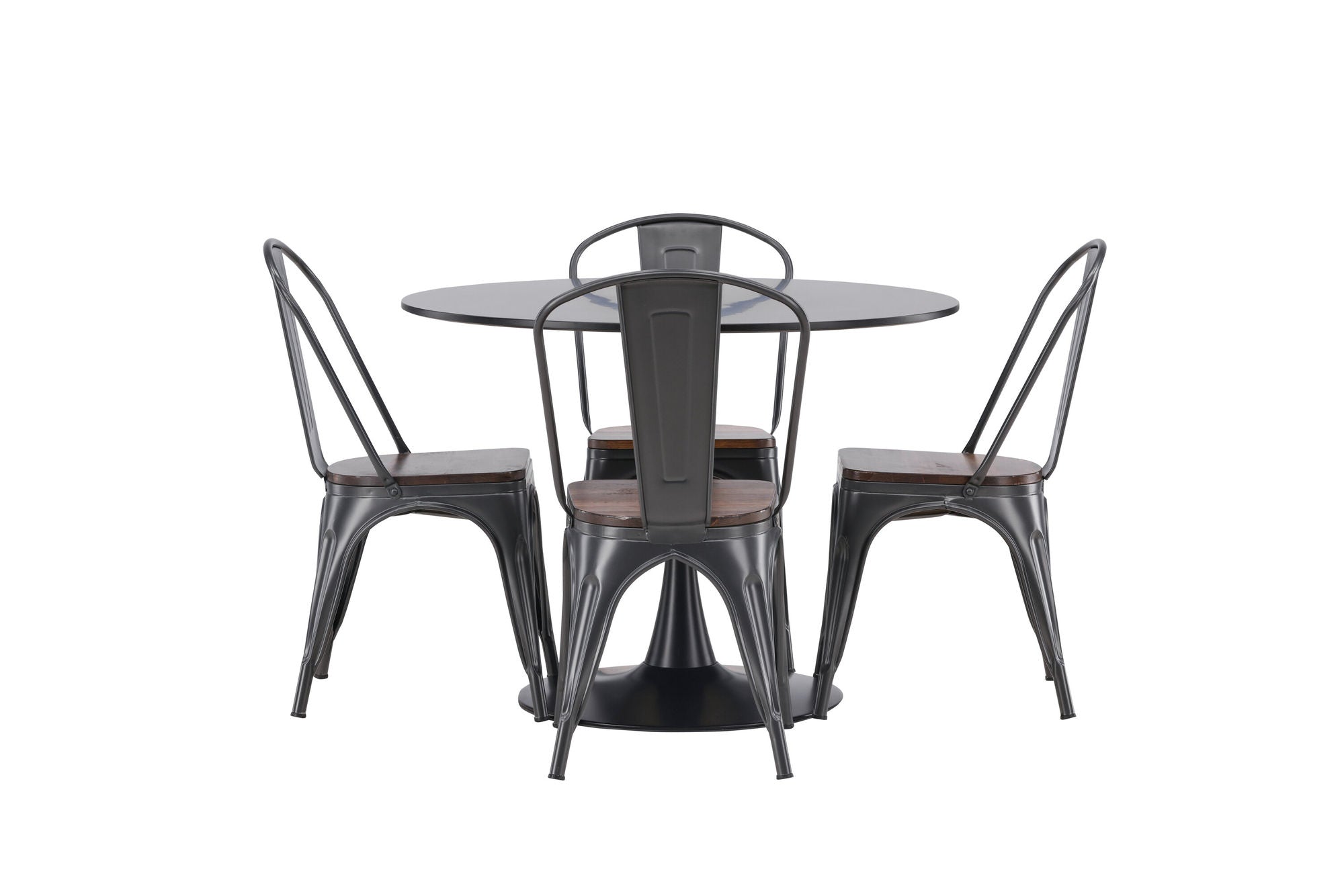 Venture Home Glade spisebord - Black / Black MDF +Tempe Spisebordsstol - Dark grey / Dark Brown MDF _4