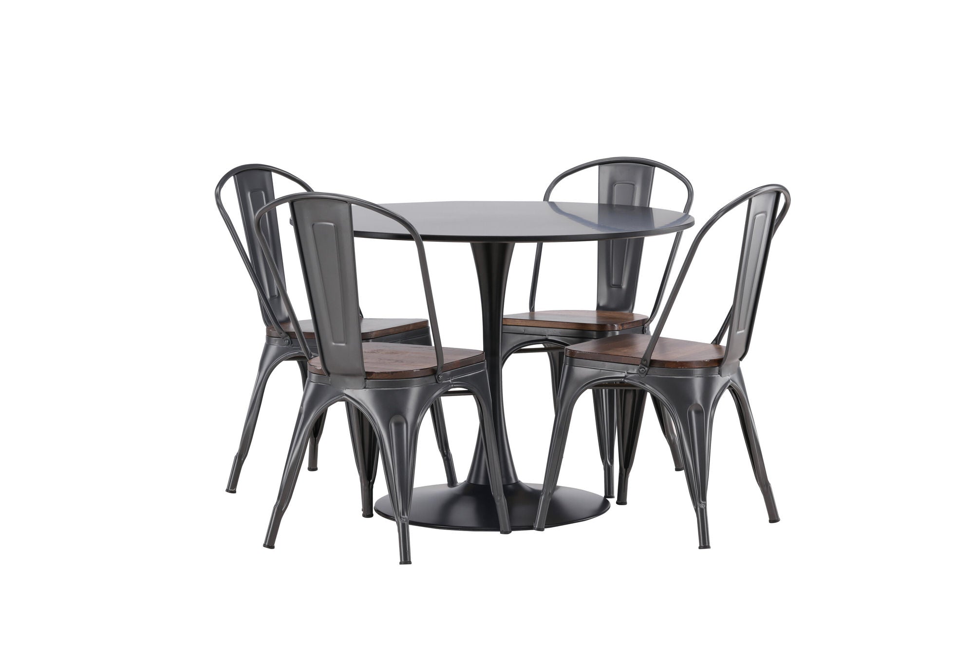 Venture Home Glade spisebord - Black / Black MDF +Tempe Spisebordsstol - Dark grey / Dark Brown MDF _4