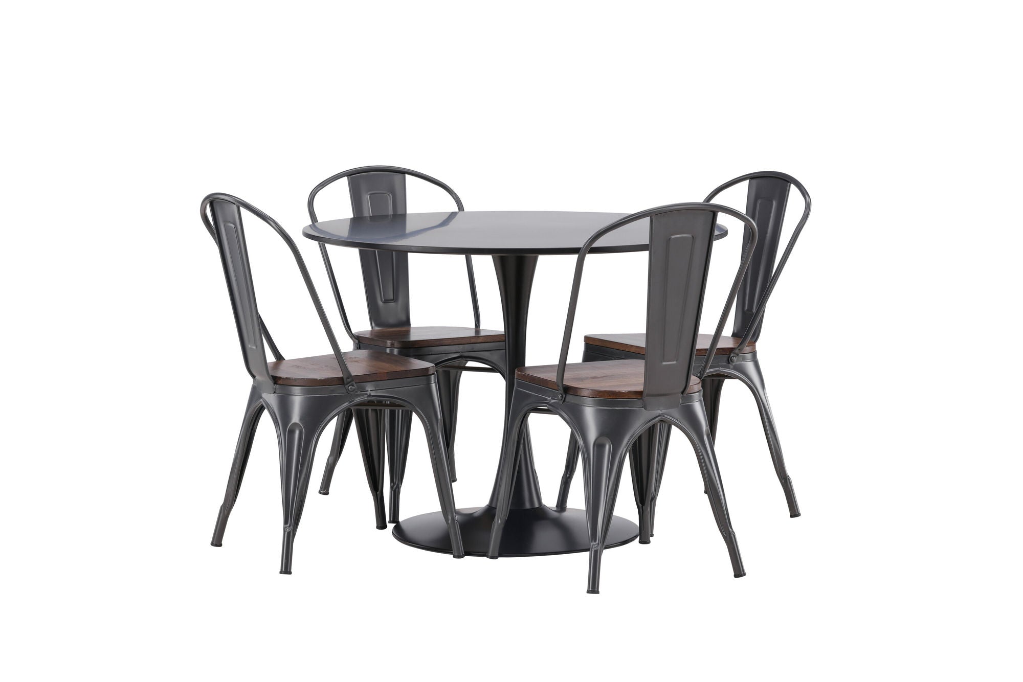 Venture Home Glade spisebord - Black / Black MDF +Tempe Spisebordsstol - Dark grey / Dark Brown MDF _4