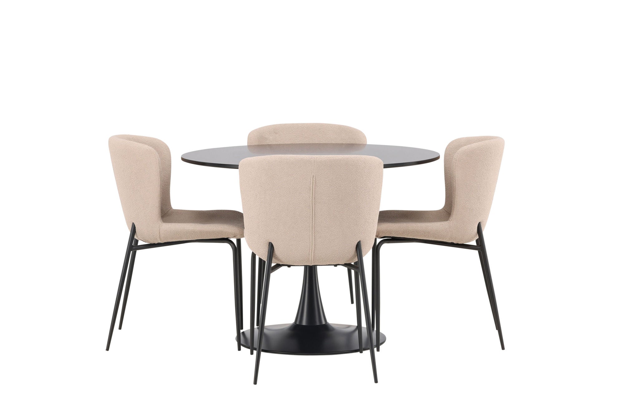 Venture Home Glade spisebord - Black / Black MDF +Modesto Spisebordsstol - Grey / Smoked Black Boucle _4