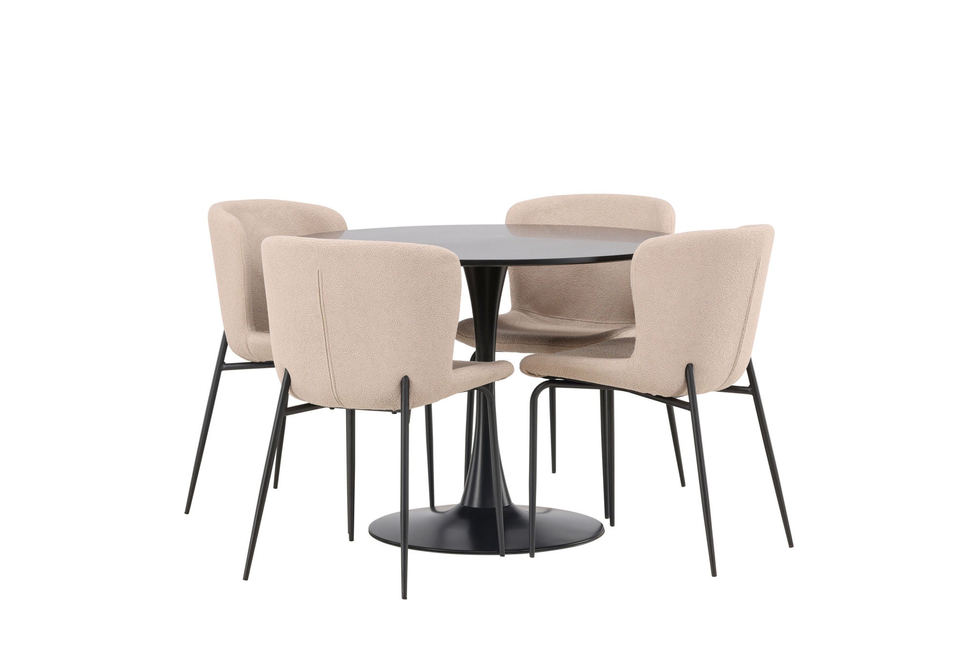 Venture Home Glade spisebord - Black / Black MDF +Modesto Spisebordsstol - Grey / Smoked Black Boucle _4