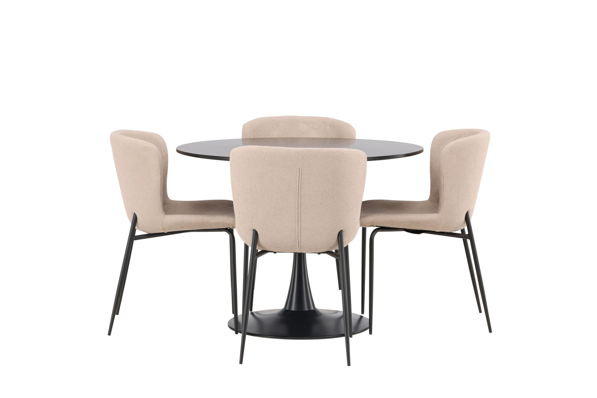 Venture Home Glade spisebord - Black / Black MDF +Modesto Spisebordsstol - Grey / Smoked Black Boucle _4