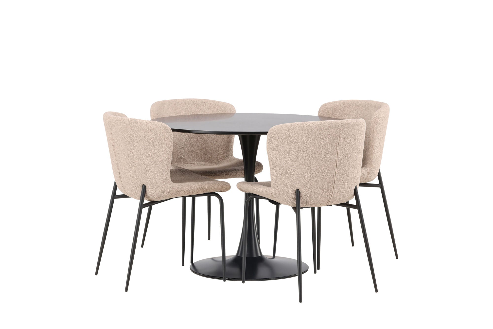 Venture Home Glade spisebord - Black / Black MDF +Modesto Spisebordsstol - Grey / Smoked Black Boucle _4