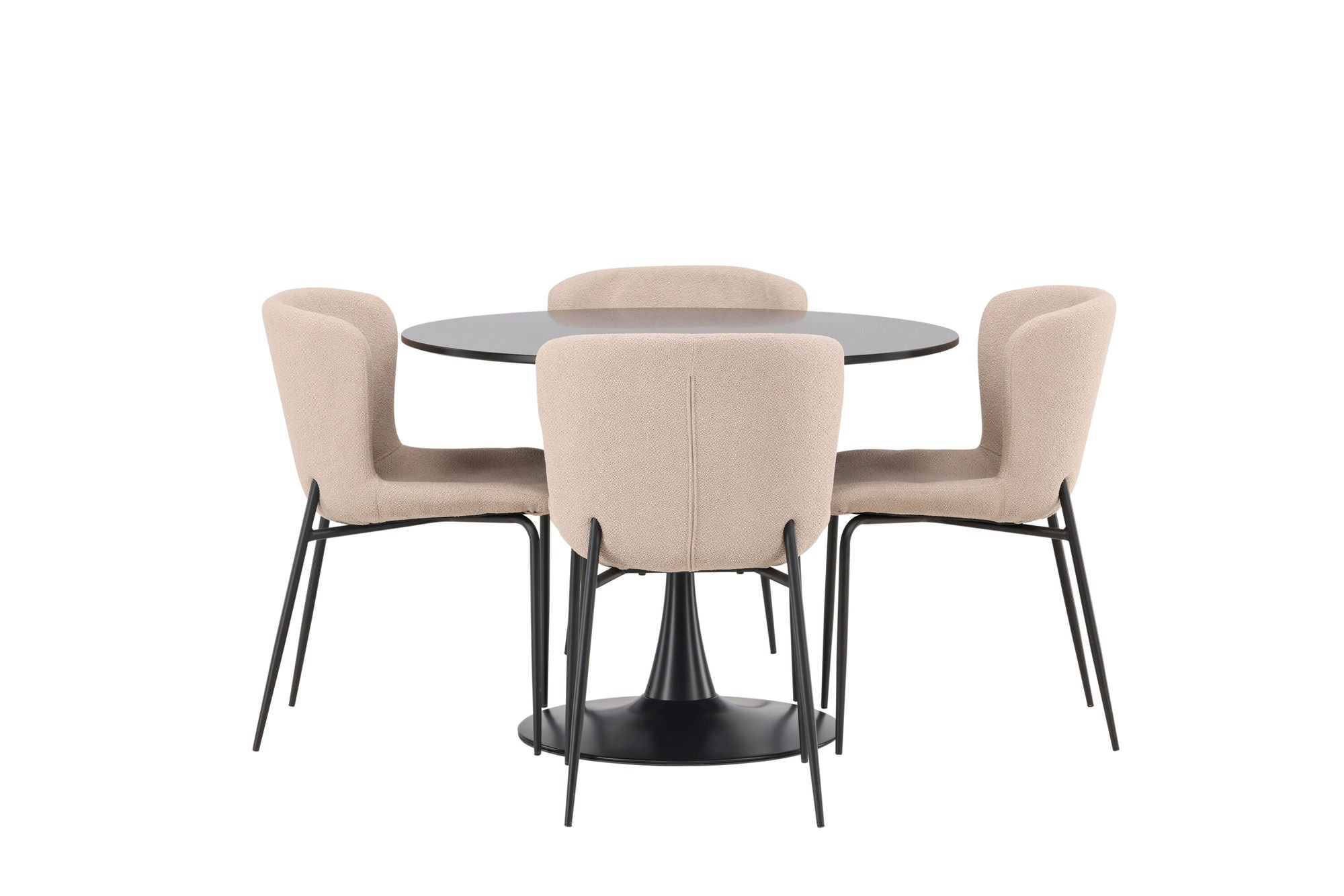 Venture Home Glade spisebord - Black / Black MDF +Modesto Spisebordsstol - Grey / Smoked Black Boucle _4